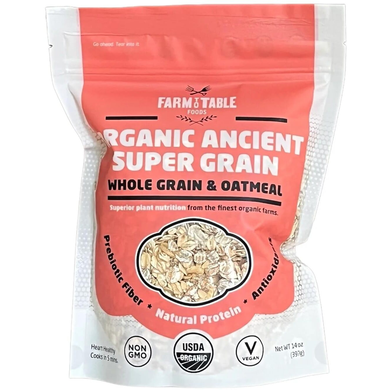 Farm To Table Foods Organic Ancient Super Grain Whole Grain & Oatmeal - 3 - 14 Oz. Bags