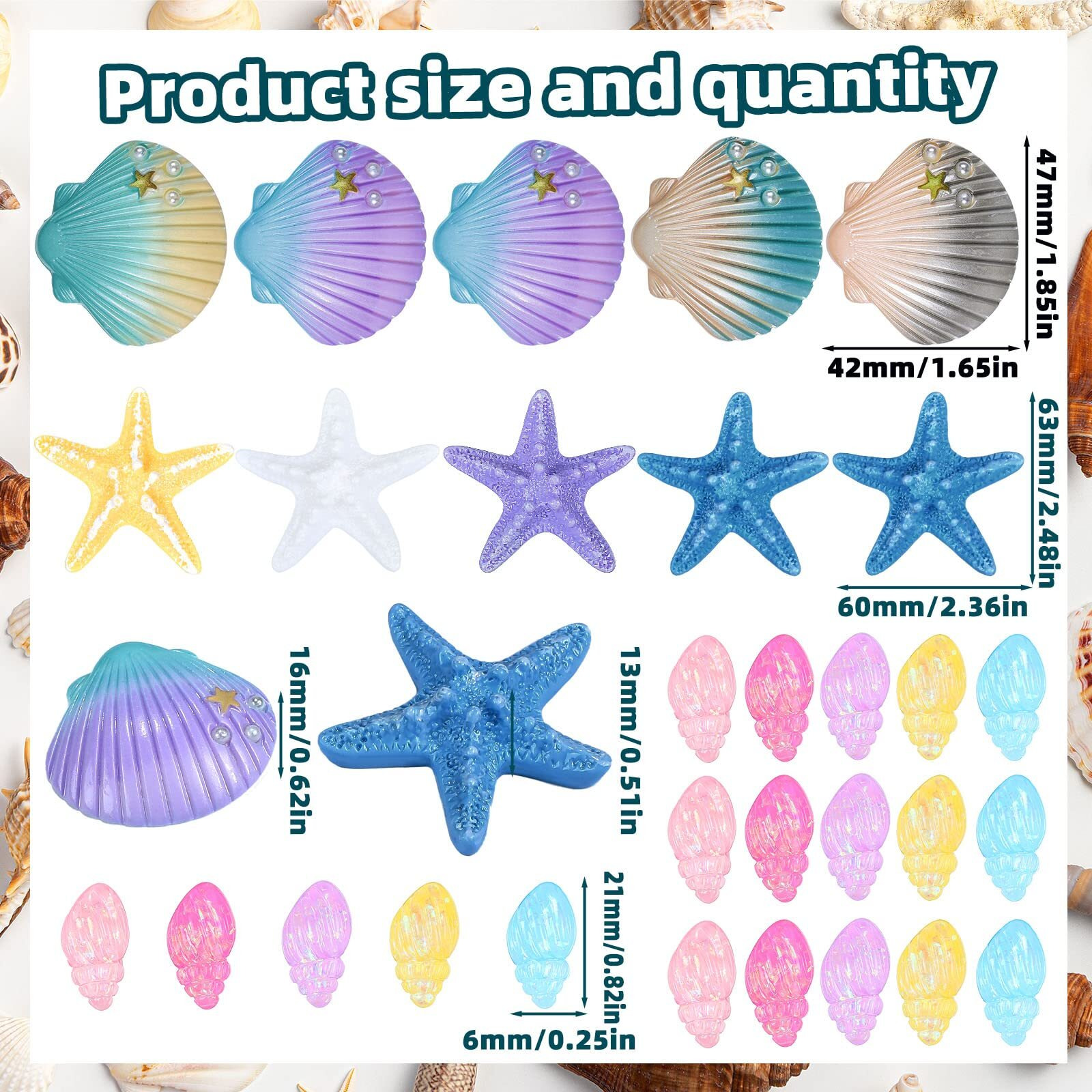 30 Pieces Seashells Starfish Conch Cake Topper Mermaid Cake Decorations Seashells Starfish For Beach Theme Party Sea Creatures Decorations For Birthday Party Baby Shower Wedding Diy Crafts