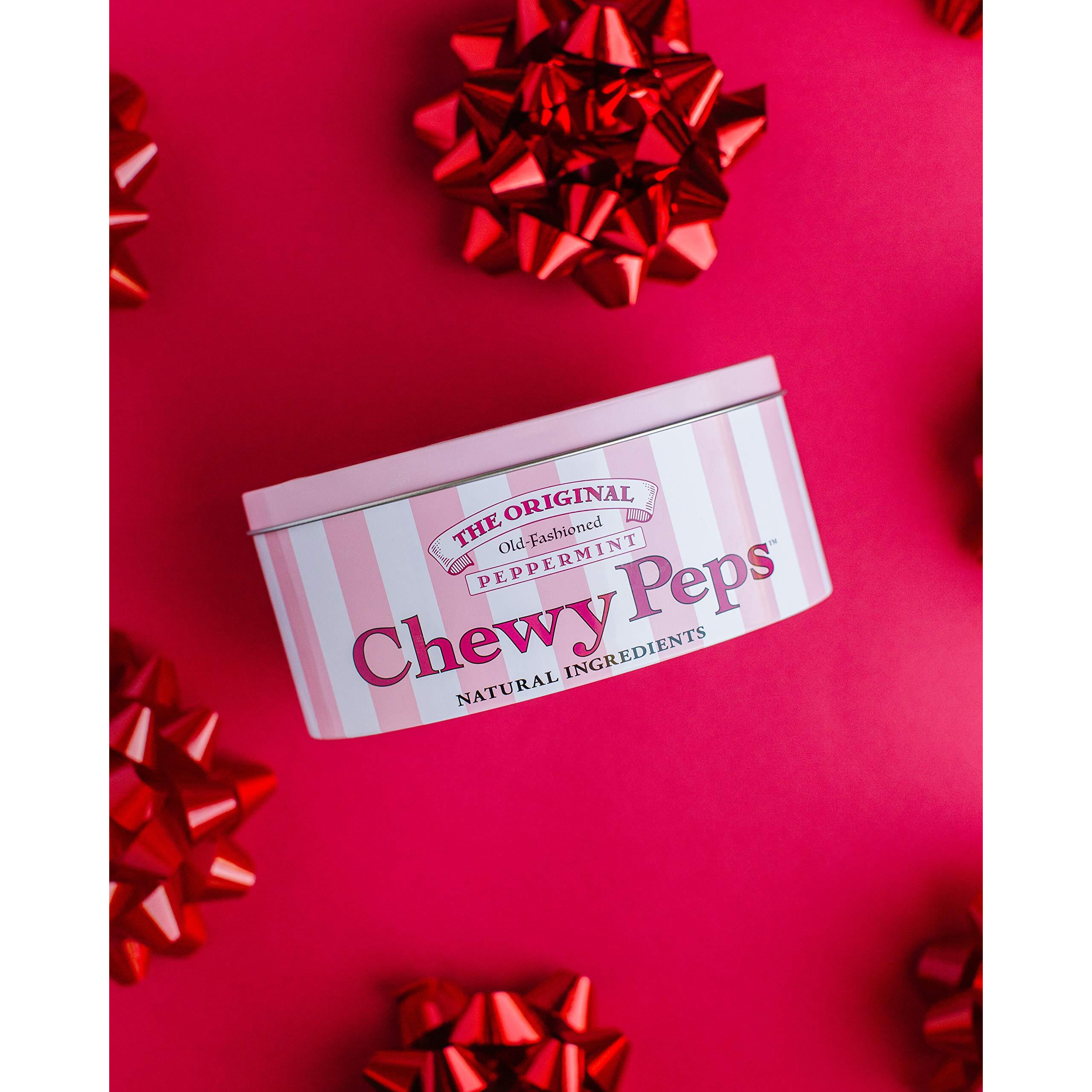 The Original Chewy Peps Peppermint Gift Tin, Handcrafted Premium Old-Fashioned Candy, Organic Non-Gmo Sustainable Ingredients, 13 Oz X 2, 1.6 Lbs (Pack Of 2)