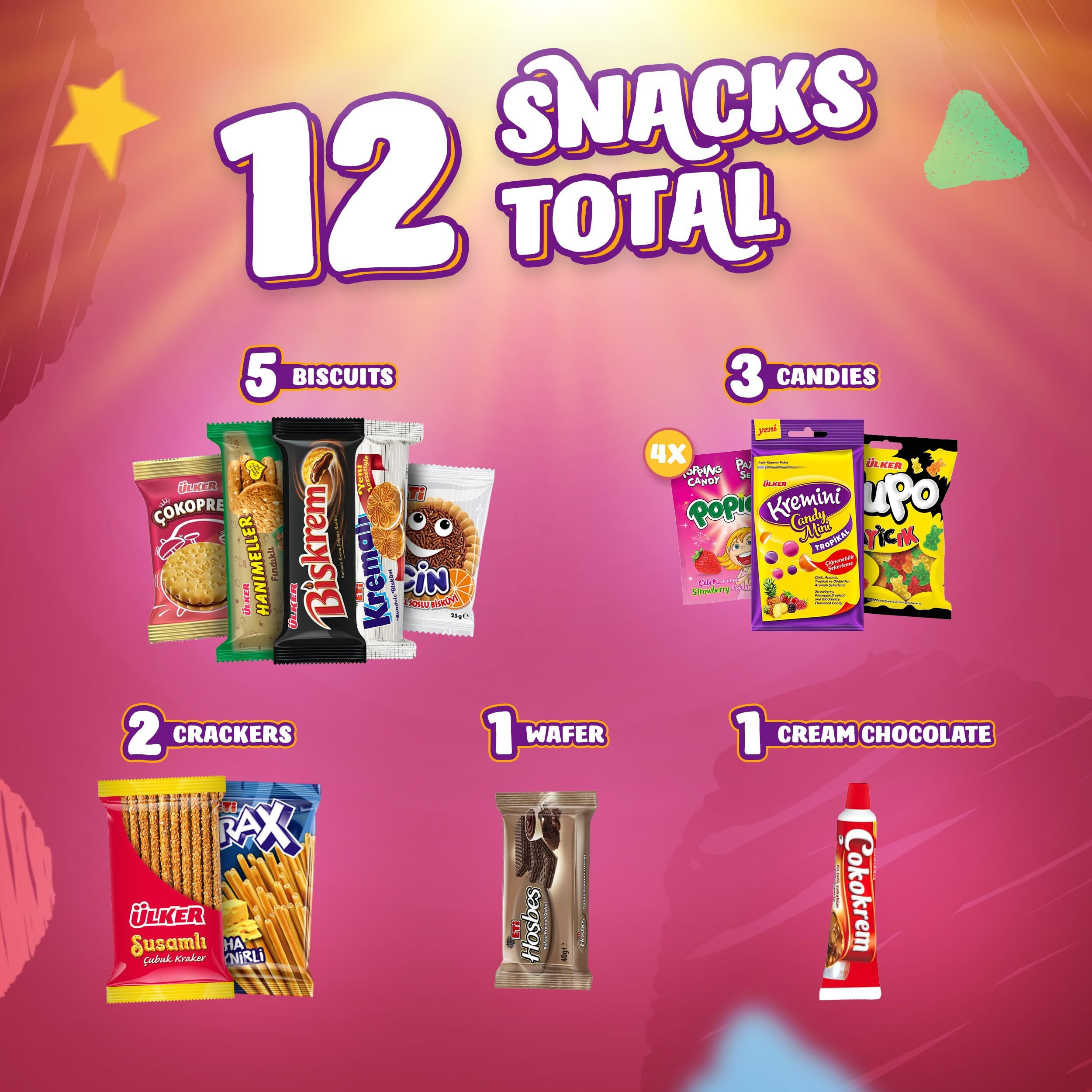Eastanbul International Snack Box, Premium 12 Full-Size Foreign Snack Box, Exotic Turkish Snacks From Around The World International Snacks, Sweet, Savory, Chewy, Crunchy Snack Box