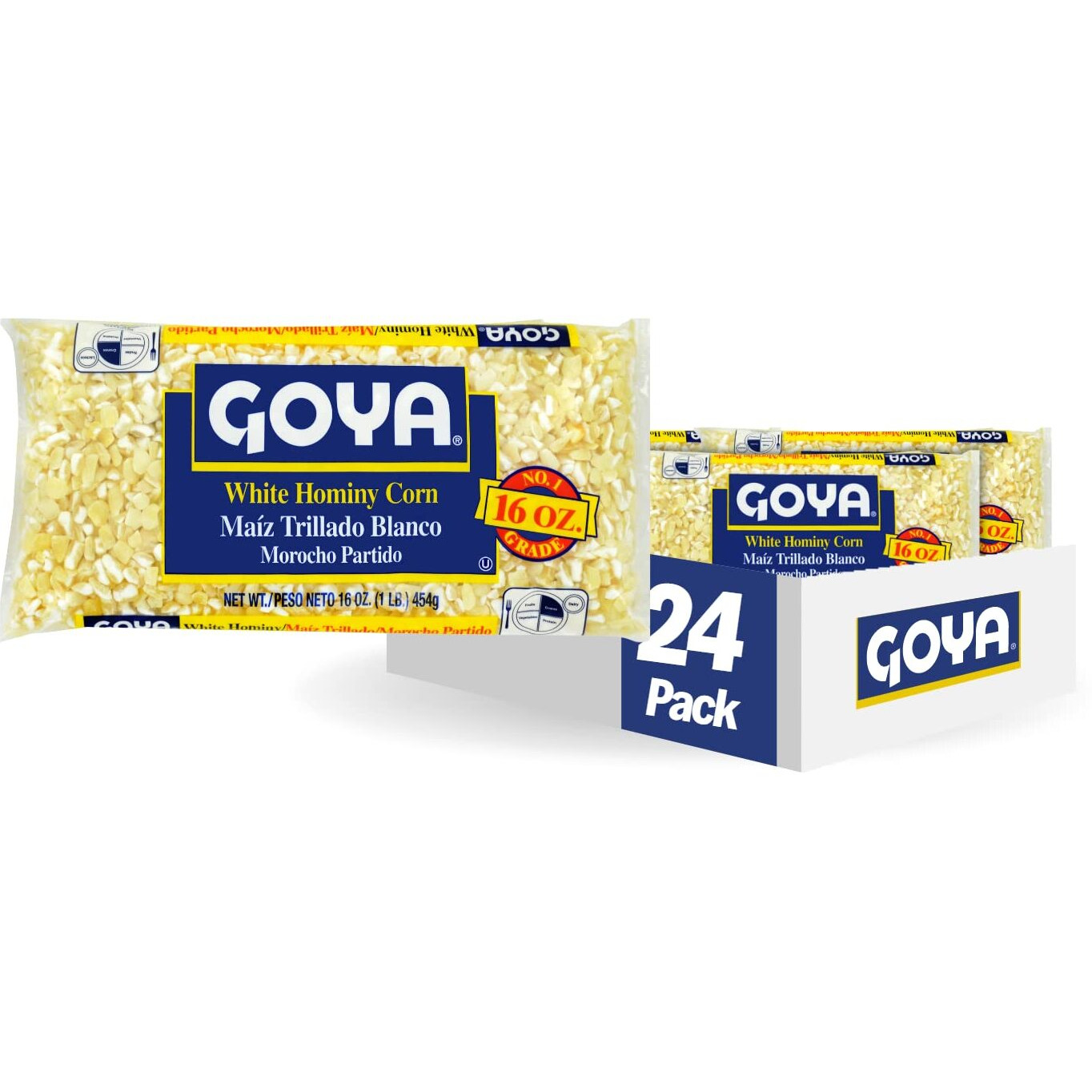 Goya Foods White Hominy Corn, Dry, 16 Ounce (Pack Of 24)