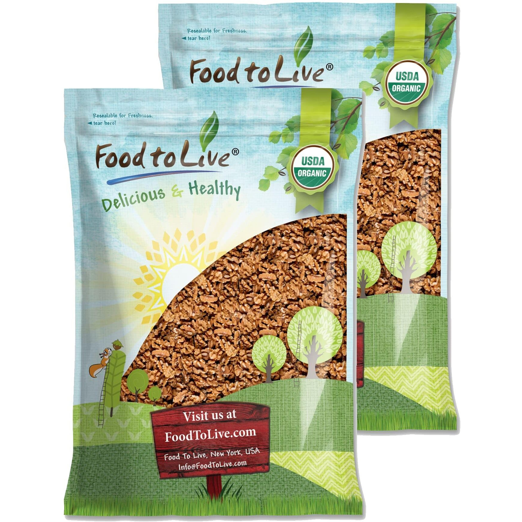 Food To Live Organic California Walnuts, 10 Pounds Halves & Pieces, Raw Nuts, Unsalted, No Shell, Suitable For Sirtfood Diet