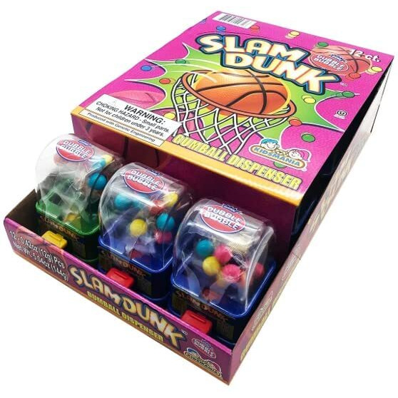 Slam Dunk - Basketball Dubble Bubble Gumball Machine With Gum For Kids. Easy Refill. 0.42 Ounce, Gluten Free Candy Dispensers By Kidsmania (12 Pack).