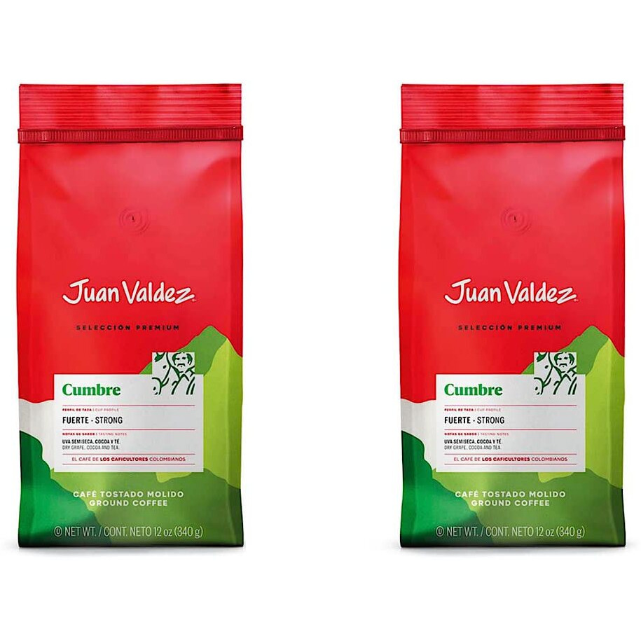 Juan Valdez Cumbre, Fuerte (Strong) - Ground Colombian Coffee, Premium Selection, 17.6 Oz (8.8 Oz - 2Pack)