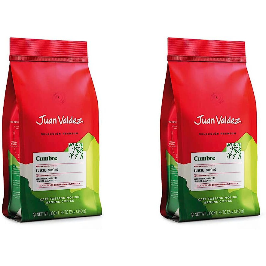 Juan Valdez Cumbre, Fuerte (Strong) - Ground Colombian Coffee, Premium Selection, 17.6 Oz (8.8 Oz - 2Pack)