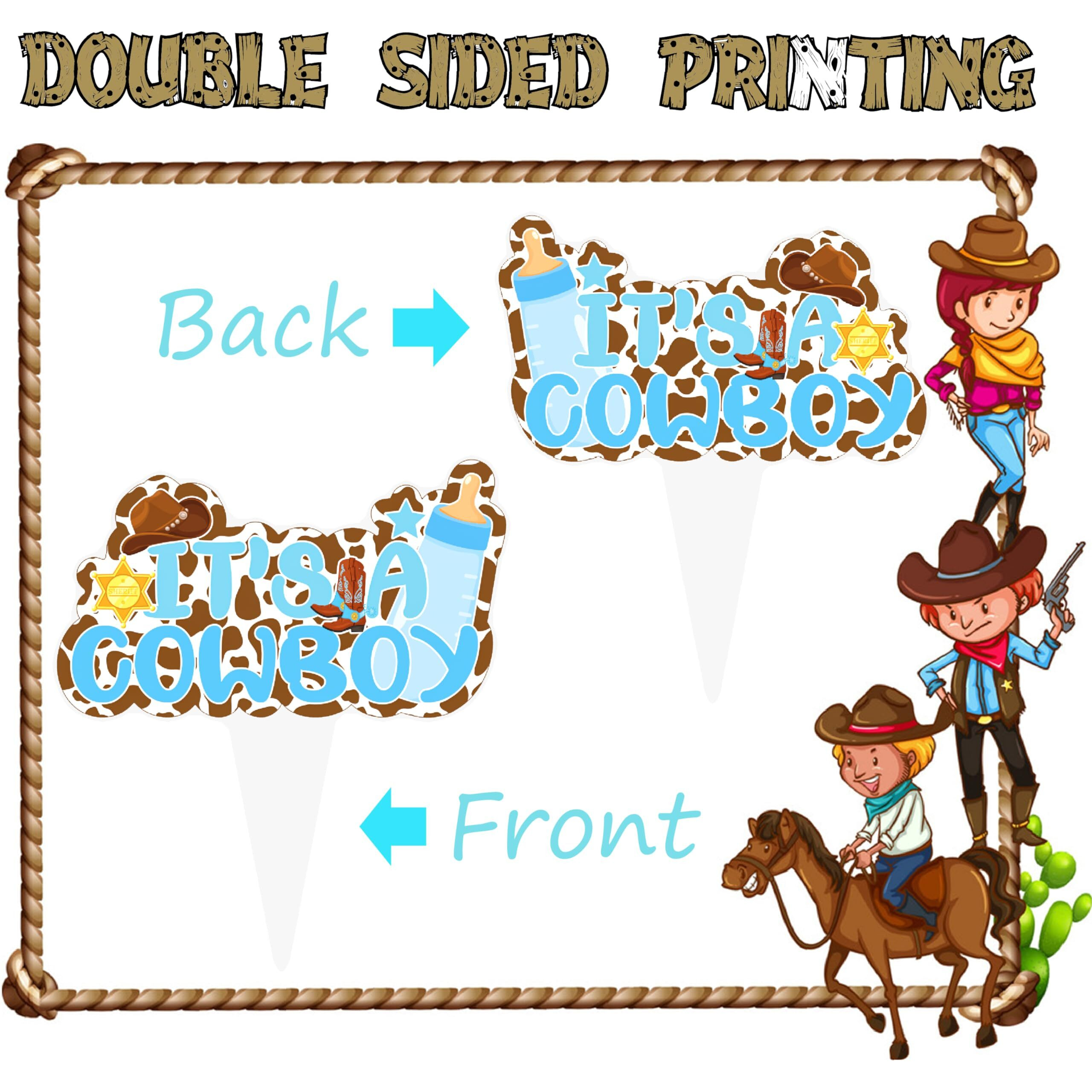 48Pcs Cowboy Baby Shower Cupcake Toppers Western Theme Cupcake Toppers Cowboy Cake Decoration For Kids Cowboy Birthdays Party Baby Shower Party Supplies,Western Decorations