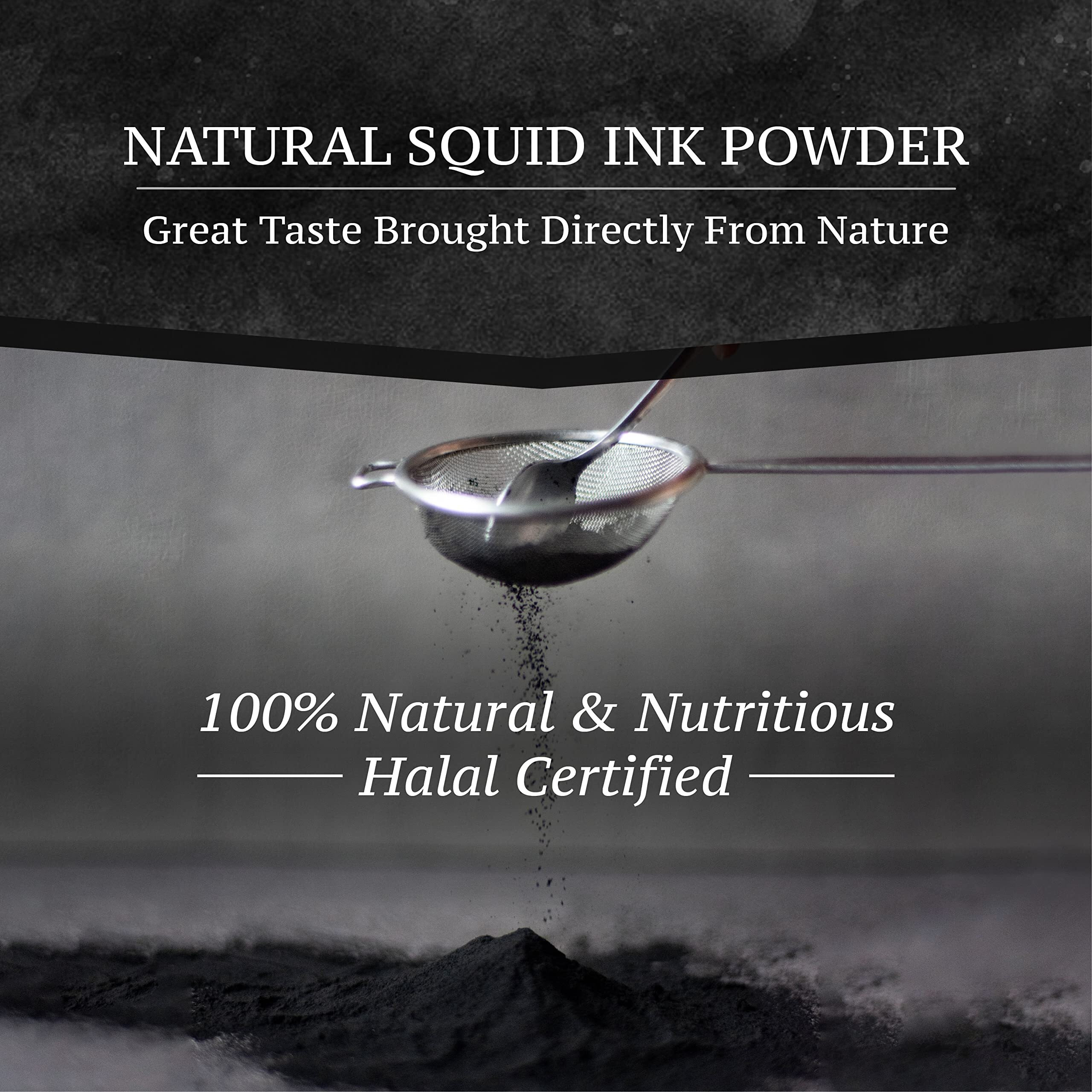 Black Hut Cuttlefish Squid Ink Powder, Perfect For Festive Baking & Cooking, Ideal For Rice, Noodles, Pasta, Spaghetti, Risotto, Tinta De Sepia, Halal Certified, Contains Molluscs, 1.76Oz / 50G