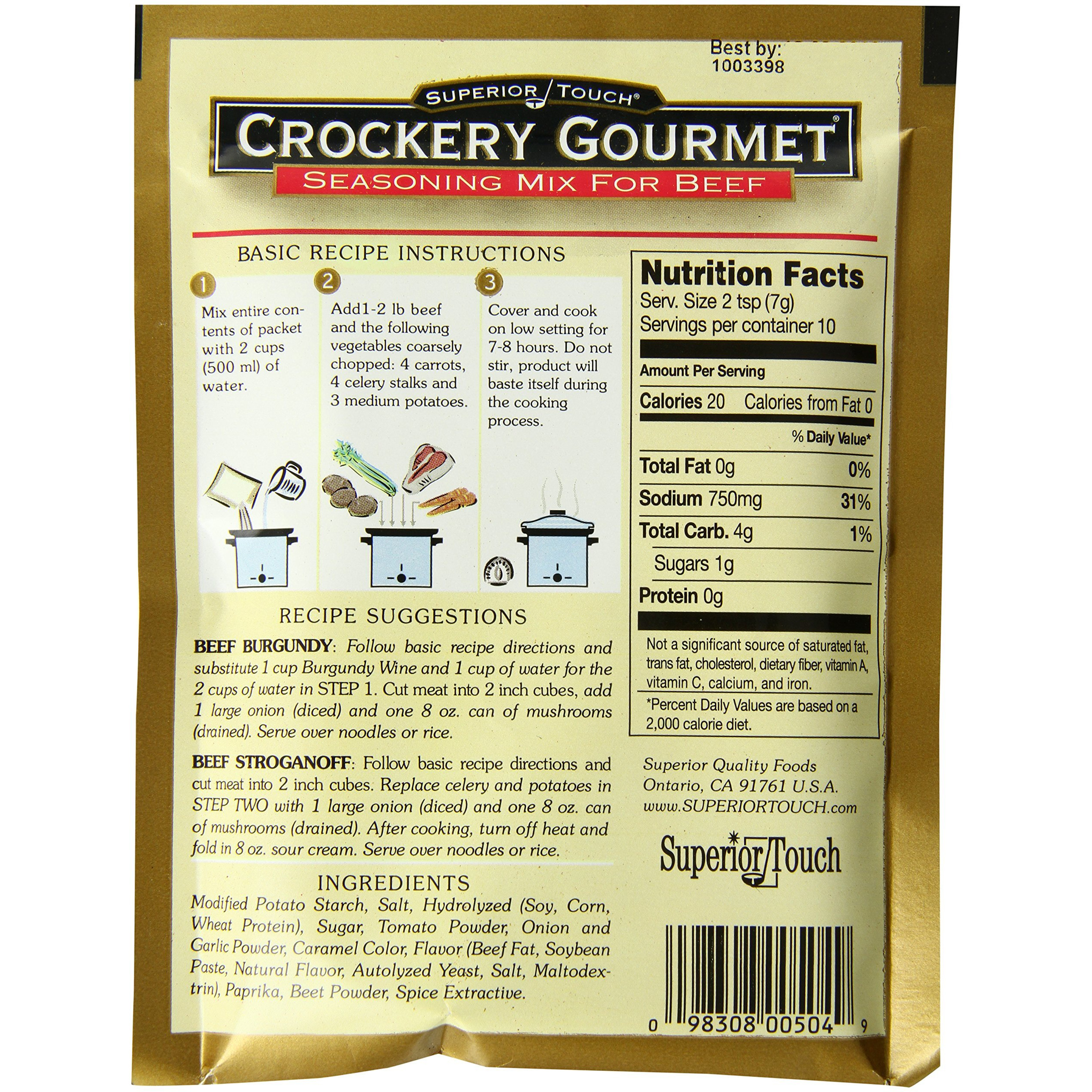 Crockery Gourmet Seasoning Mix For Beef, 2.5 Ounce (Pack Of 12)