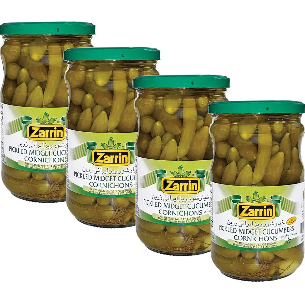 Zarrin - Pickled Midget Cucumber Cornichons, (4 Pack) 23.3 Oz X 4