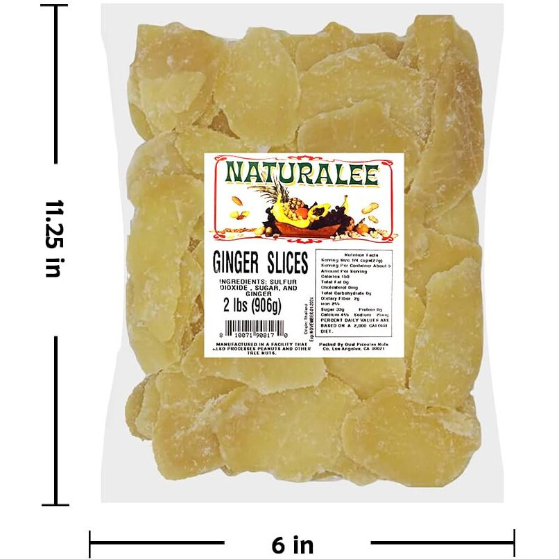 Naturalee Dried & Crystallized Ginger Slices 2 Lb - Healthy Snack - Packed With Vitamin C