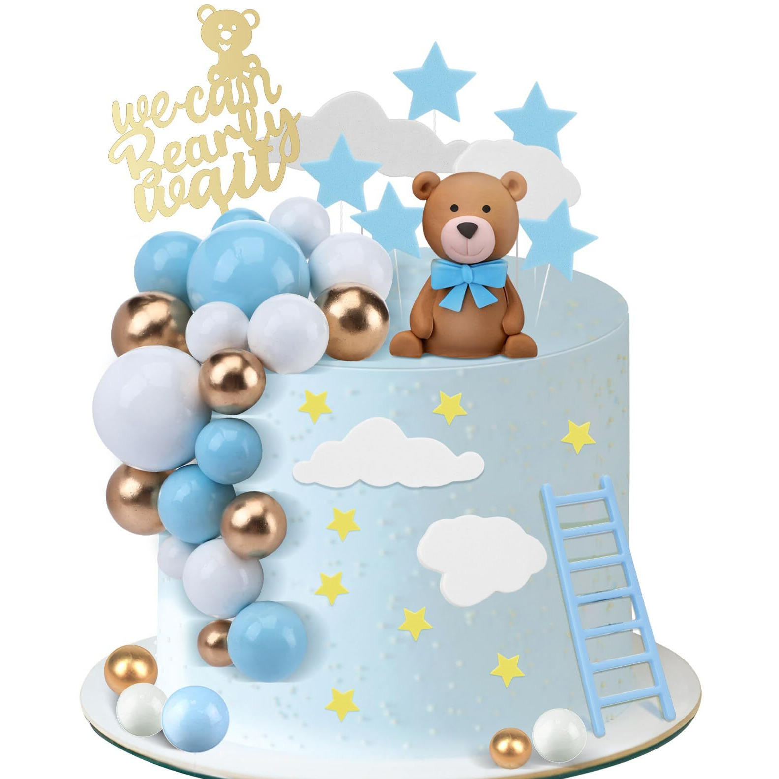 37 Pcs Brown Bear Cake Decorations We Can Bearly Wait Cake Topper For Birthday Baby Shower Party Supplies Decorations (Cute)