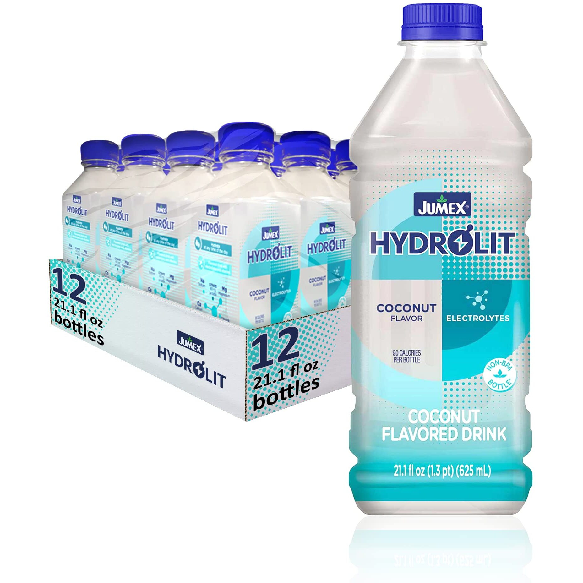 Jumex Hydrolit Quick Rehydration And Recovery Beverage, Natural Coconut Flavor, 21.1 Fl Oz Bpa-Free Bottle, 12-Pack