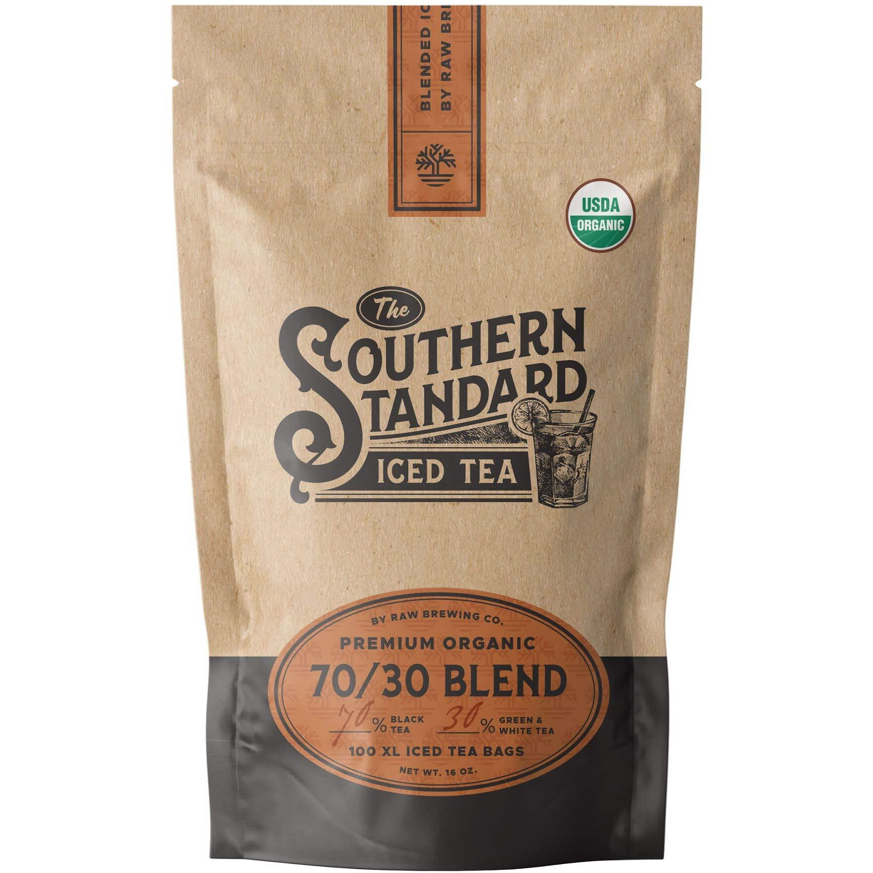The Southern Standard - Premium Organic Iced Tea Bags - 70/30 Blend (70% Black, 30% Green And White), 50 Xl Bags (1/2 Pound. Makes 25 Gallons.)