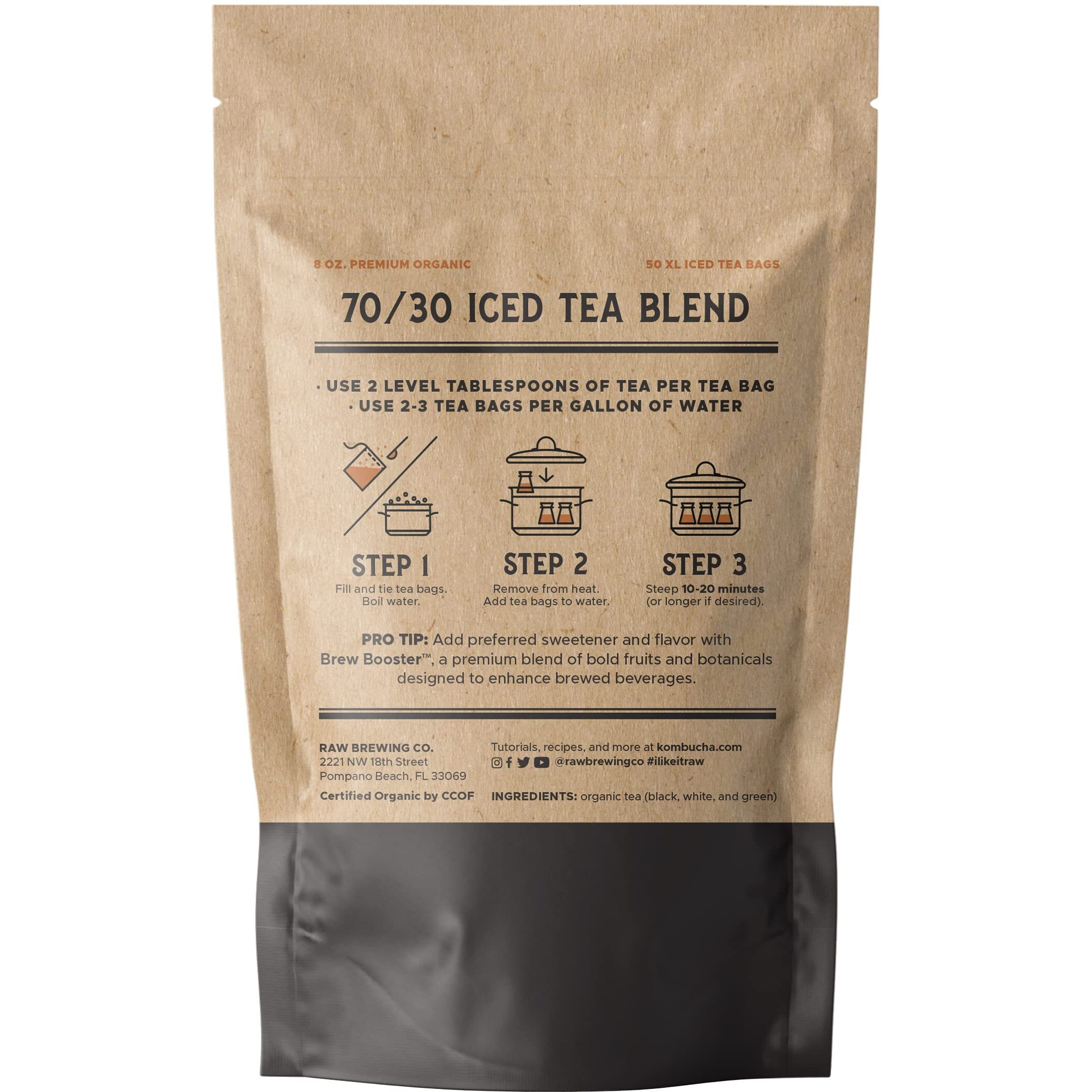 The Southern Standard - Premium Organic Iced Tea Bags - 70/30 Blend (70% Black, 30% Green And White), 50 Xl Bags (1/2 Pound. Makes 25 Gallons.)