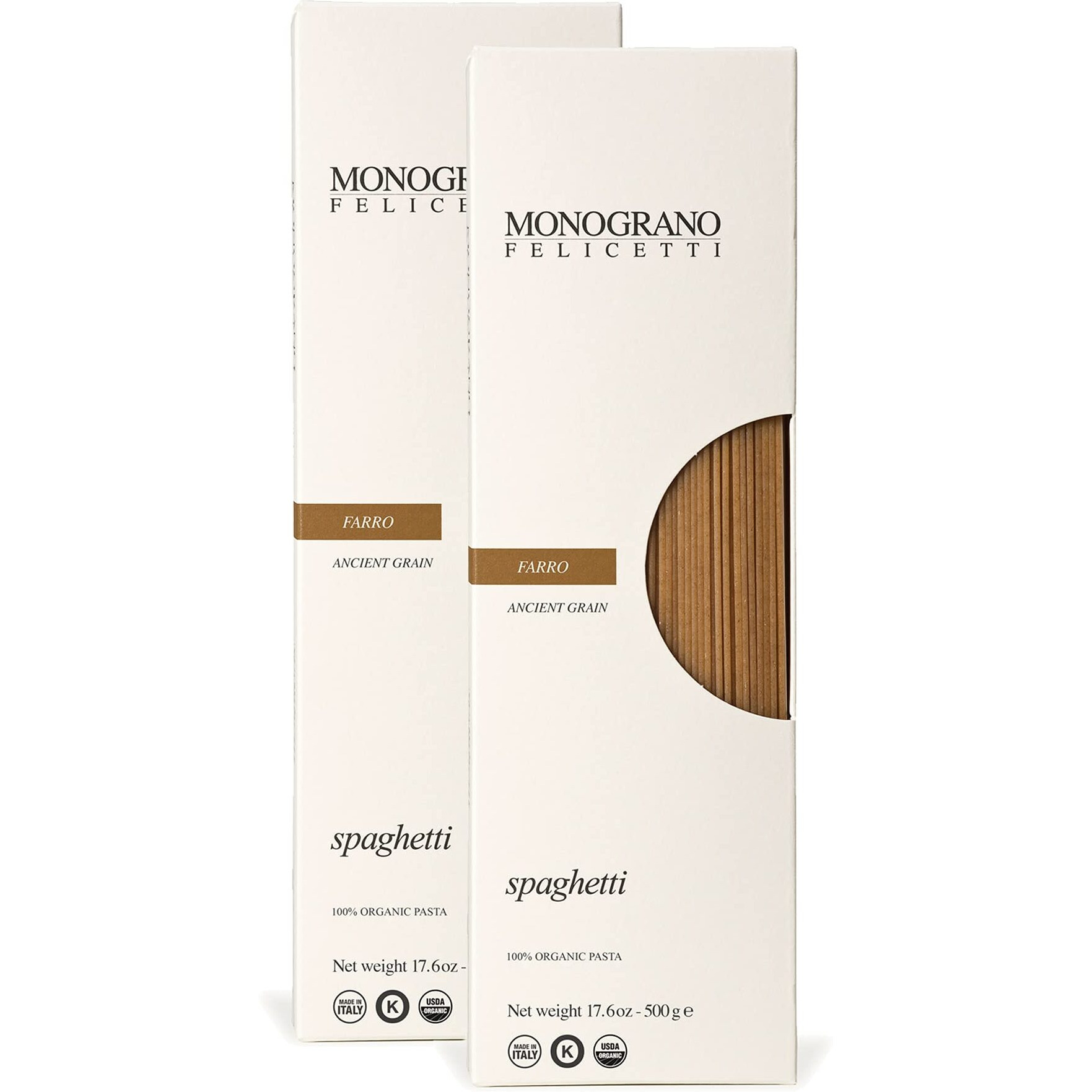 Monograno Felicetti Farro Spaghetti Pasta Italian Organic Non-Gmo 17.6Oz (500G) 2 Pack