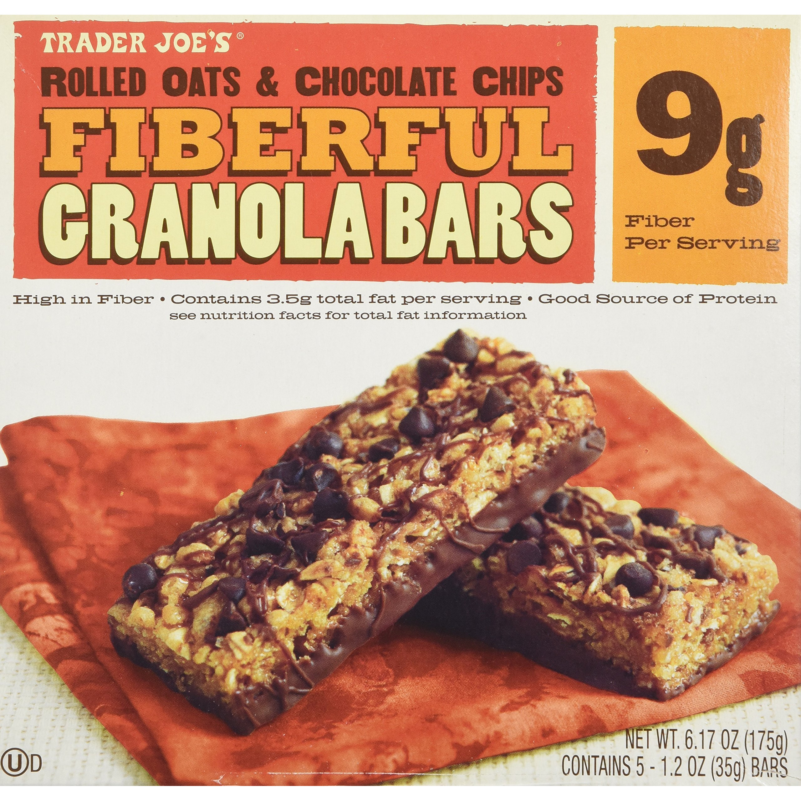 2 Boxes Trader Joe's Fiberful Granola Bars Rolled Oats & Chocolate Chips 9 G Fiber