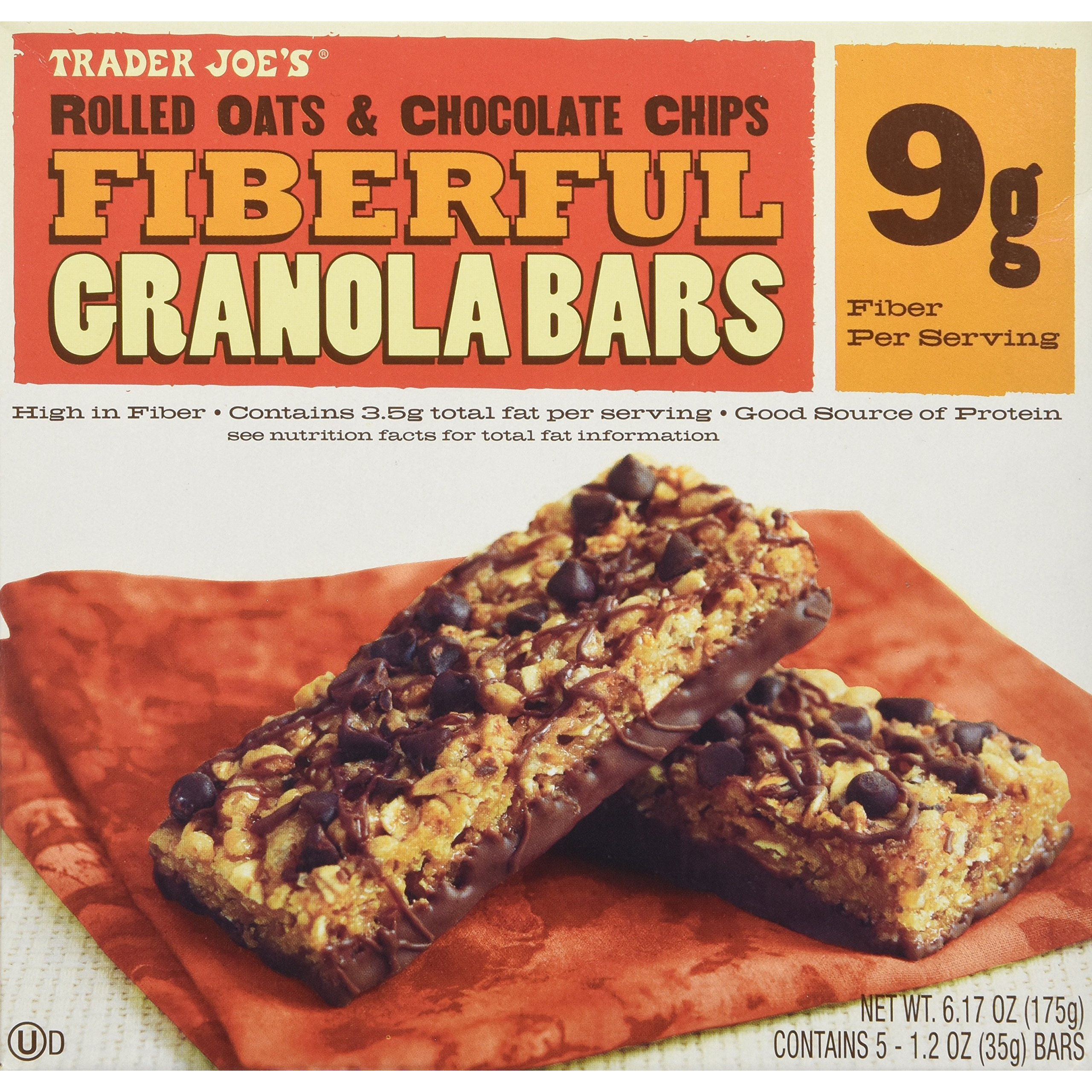 2 Boxes Trader Joe's Fiberful Granola Bars Rolled Oats & Chocolate Chips 9 G Fiber