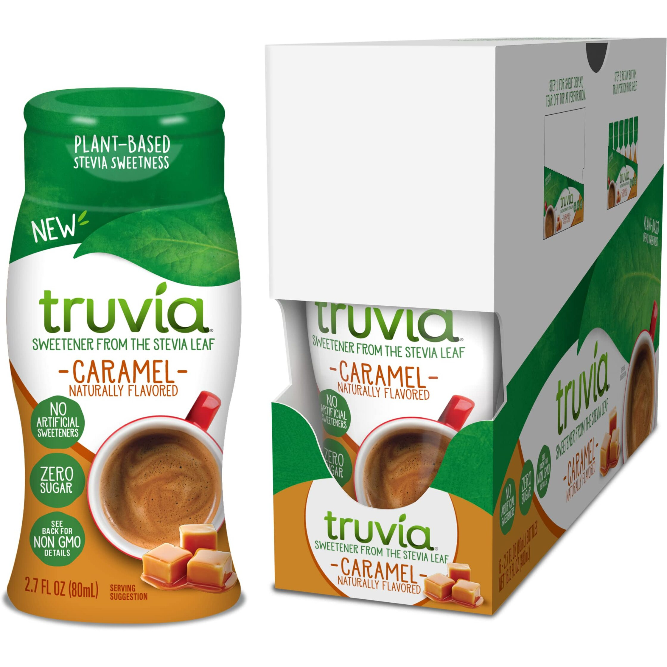 Truvia Zero-Calorie Liquid Sweetener From The Stevia Leaf, 2.7 Fl Oz Bottle, Caramel Flavor (Pack Of 6)