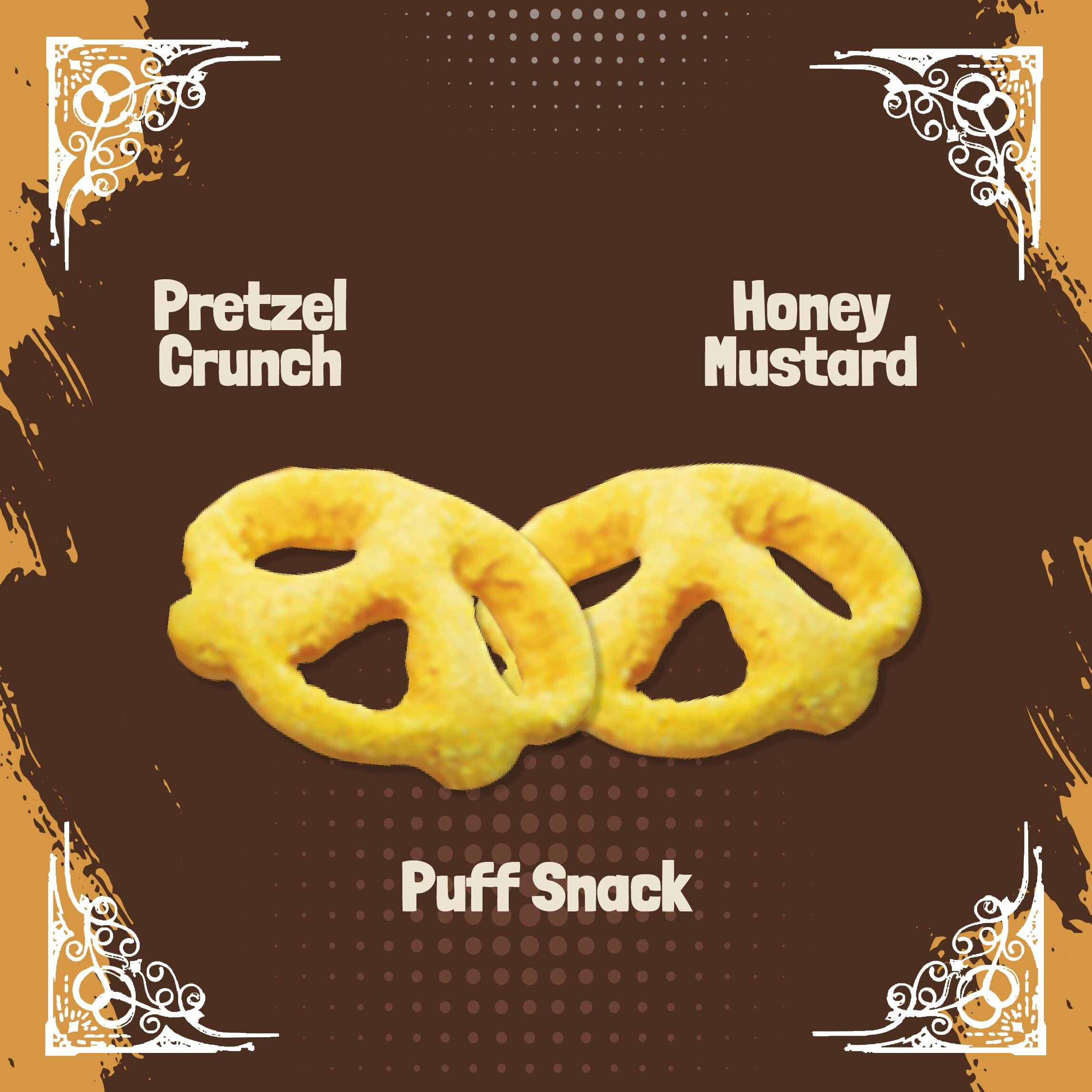 Unique Snacks Puffzels, Sweet Honey And Savory Mustard Flavor With A Fun Pretzel Crunch, Gluten-Free Snacks, 4.8 Oz. Snack Bag, Pack Of 6, Honey Mustard
