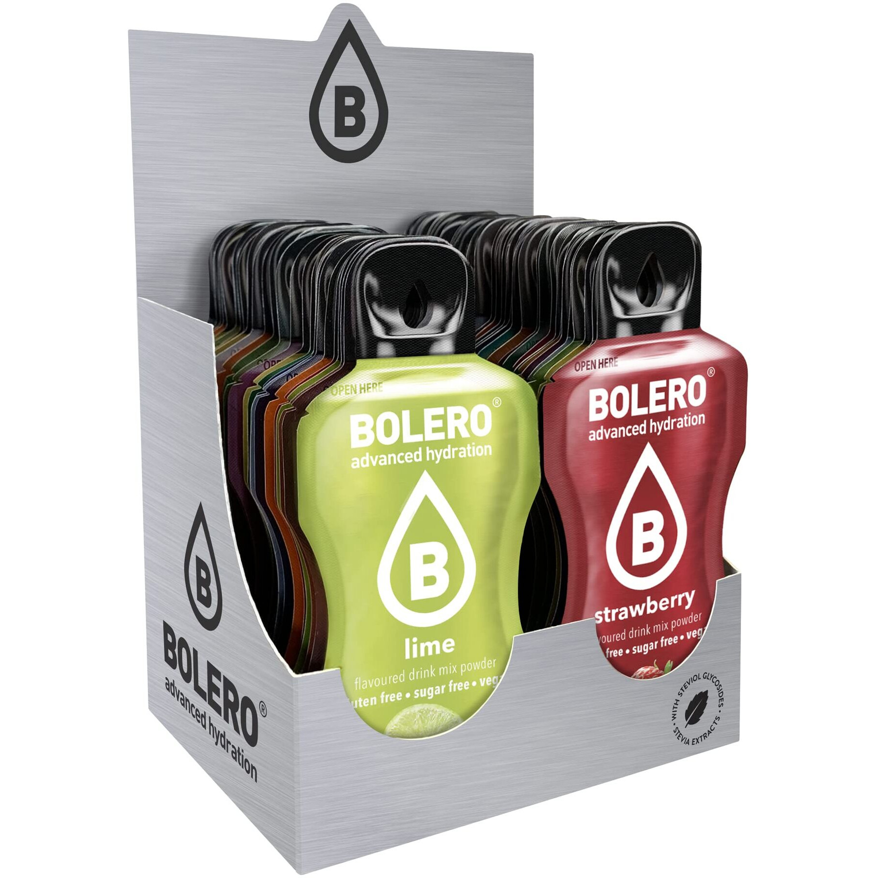 Bolero - Assorted Fruit Flavors Flavored, Sugar Free And Low Calorie Powdered Drink Mix, Makes 16Oz For Strong Flavor Or 32Oz For Mild Flavor, 64 Small Sachet Singles-To-Go