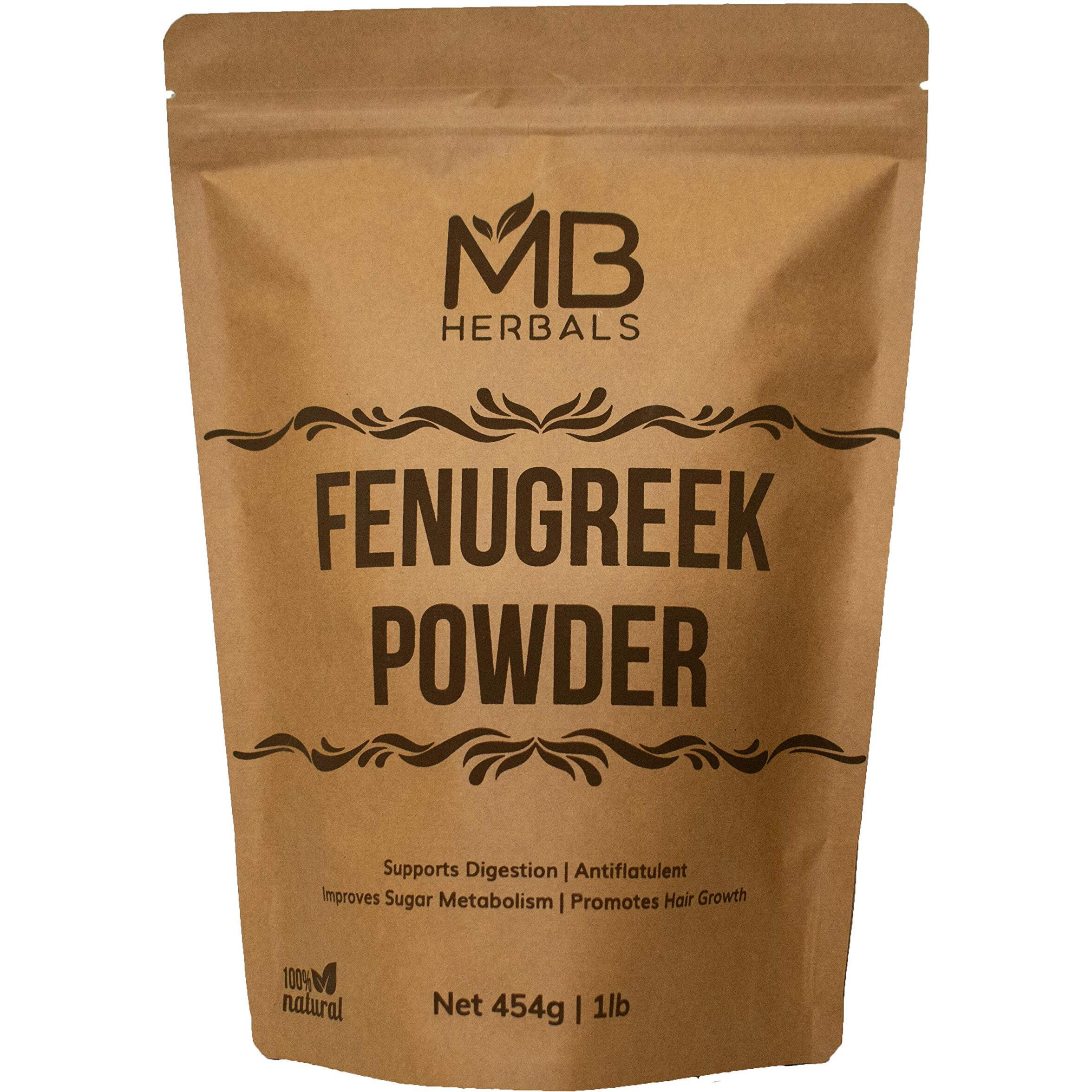 Mb Herbals Fenugreek Seeds Powder 1 Pound | 16 Oz / 454 Gram | Organically Grown Fenugreek | Trigonella Foenum-Graecum Sd. | Methi Powder