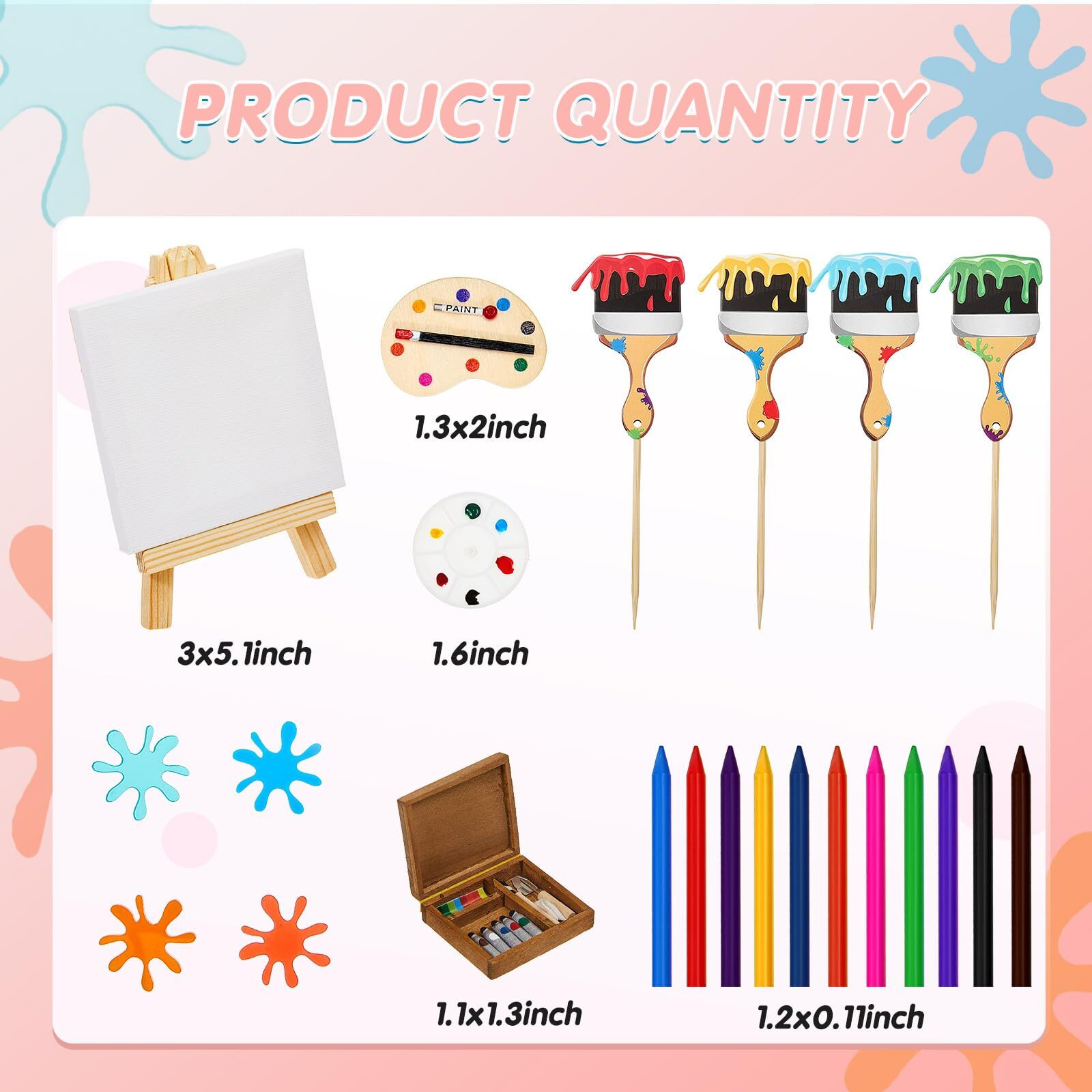 Taiyin Art Cake Decorations Paint Brush Cupcake Toppers Art Paint Cake Topper Artboard Palette Cake Topper Artist Themed Cake Decor For Birthday Party Supplies (Cute,41 Pcs)