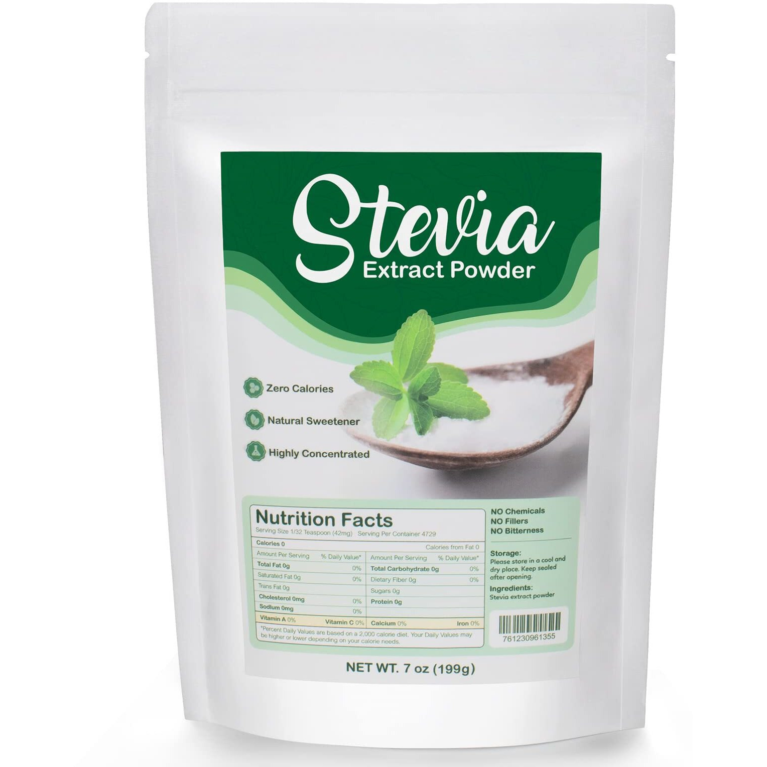Ccnutri Stevia Pure Stevia Powder 7Oz(199G), Stevia Sweetener Premium Sugar Substitute-No Fillers, No Bitterness, Zero Calorie, Highly Concentrated