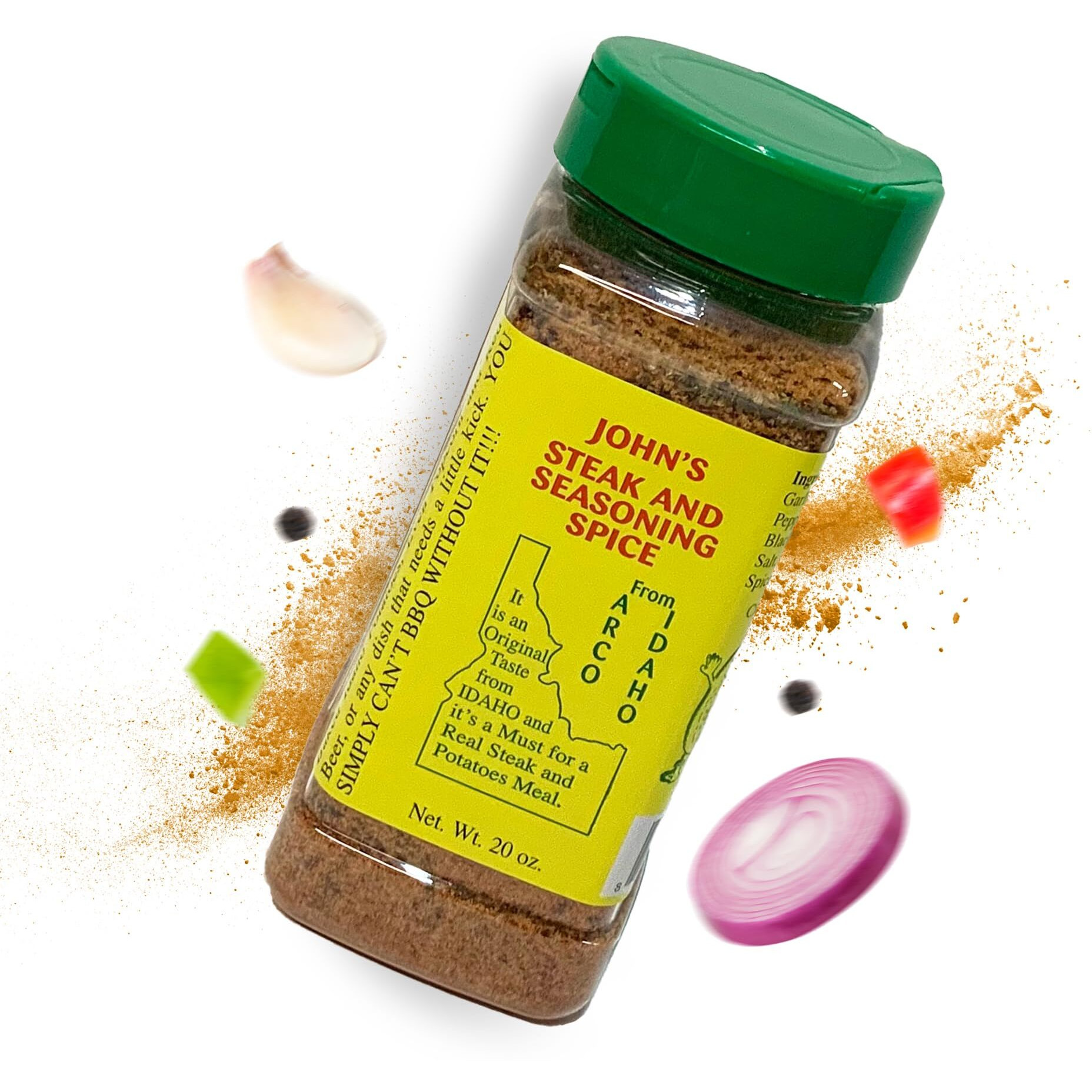 Johns Steak And Seasoning Spice, Original Flavor Steak Seasoning For Grilling, Pork Chops, Steaks, Burgers, Chicken, Seafood, Potatoes, And More, Gluten-Free, Msg-Free, Idaho-Made, 20 Oz