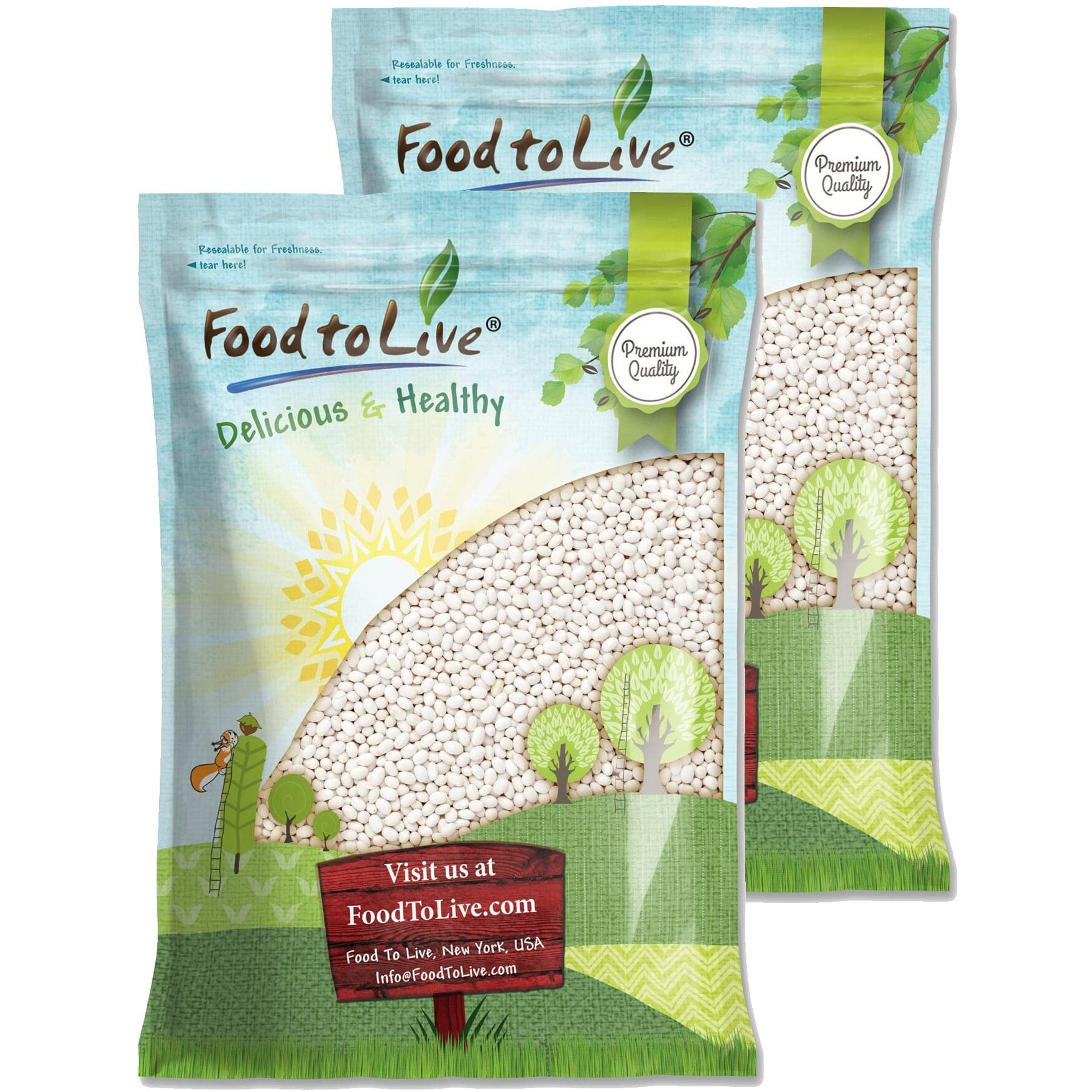 Food To Live Navy Beans, 20 Pounds Raw, Dried, Vegan, Kosher, Whole Small White Kidney Beans In Bulk, Good Source Of Protein, Fiber, Folate, And Copper. Low Sodium. Great For Cooking And Soups