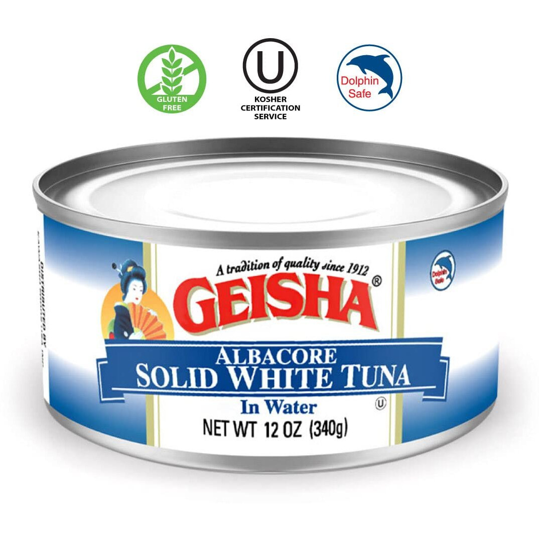 Geisha Solid White Tuna In Water 12Oz(Pack Of 24), Canned Albacore Tuna | No Trans Fat - No Sugar Added - Kosher Certified - Gluten Free - Omega 3 - Good Source Of Protein