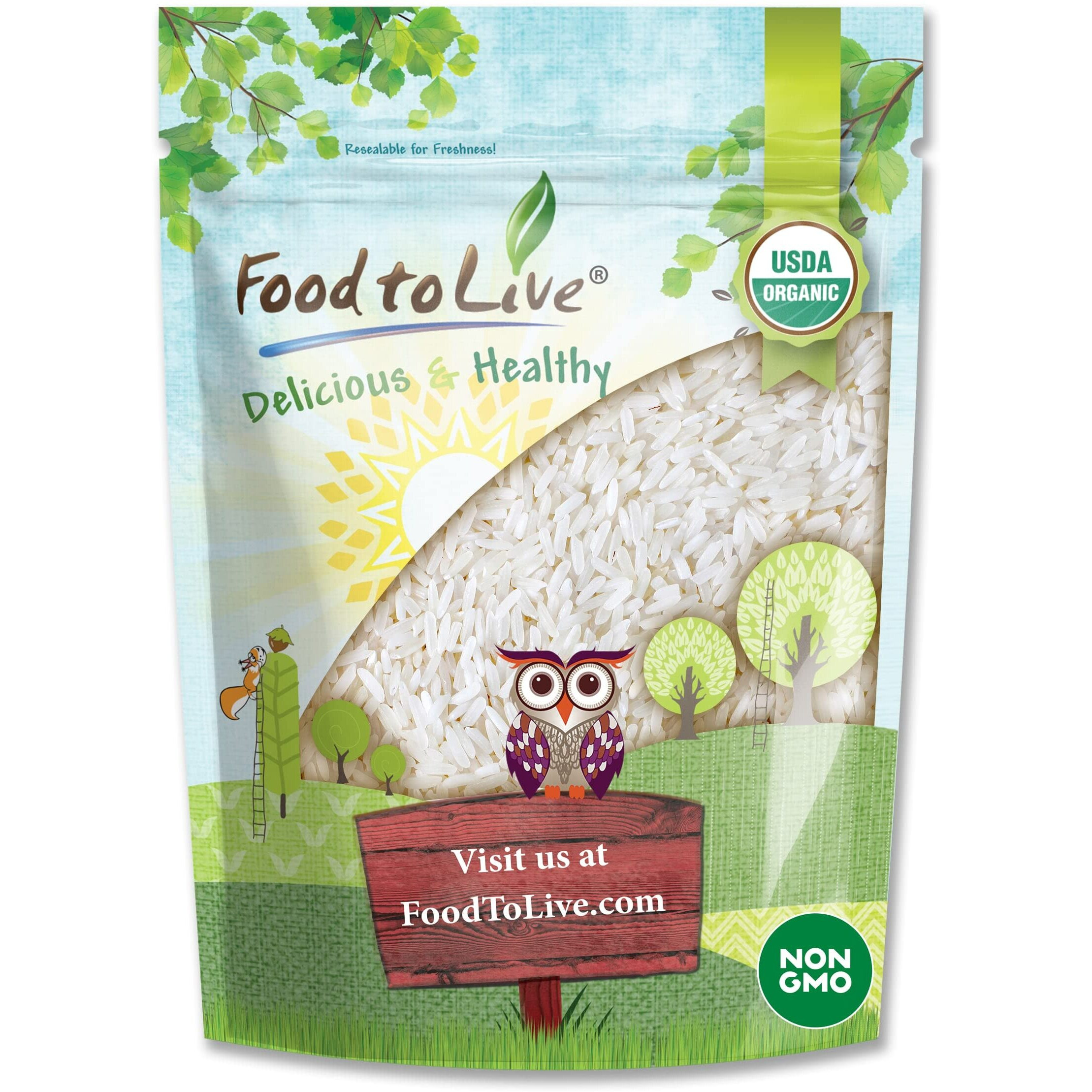 Organic White Jasmine Rice, 5 Pounds - Non-Gmo, Long-Grain Rice Variety, Raw, Vegan, Kosher, Bulk