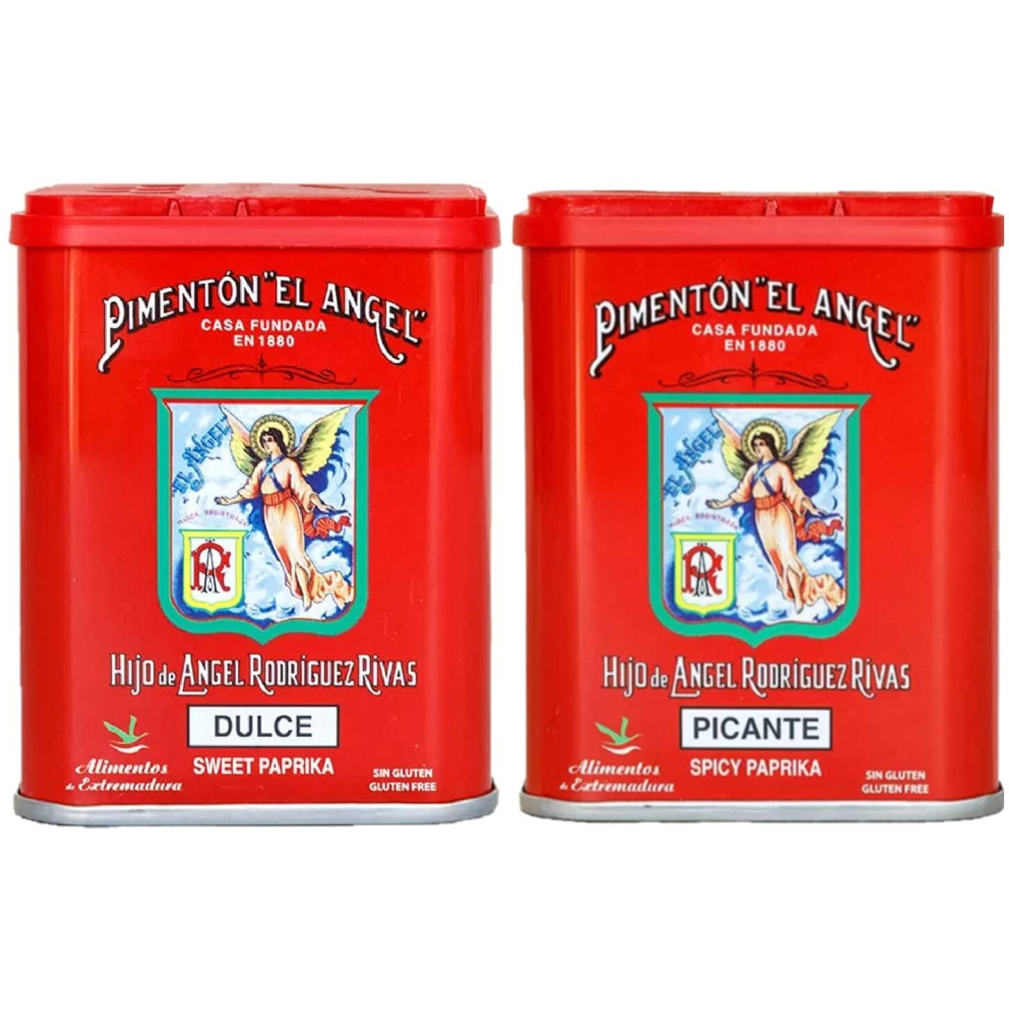 Spanish Smoked Paprika. Hot & Sweet. Set Of 2 Tins. El Angel Brand (Since 1880)
