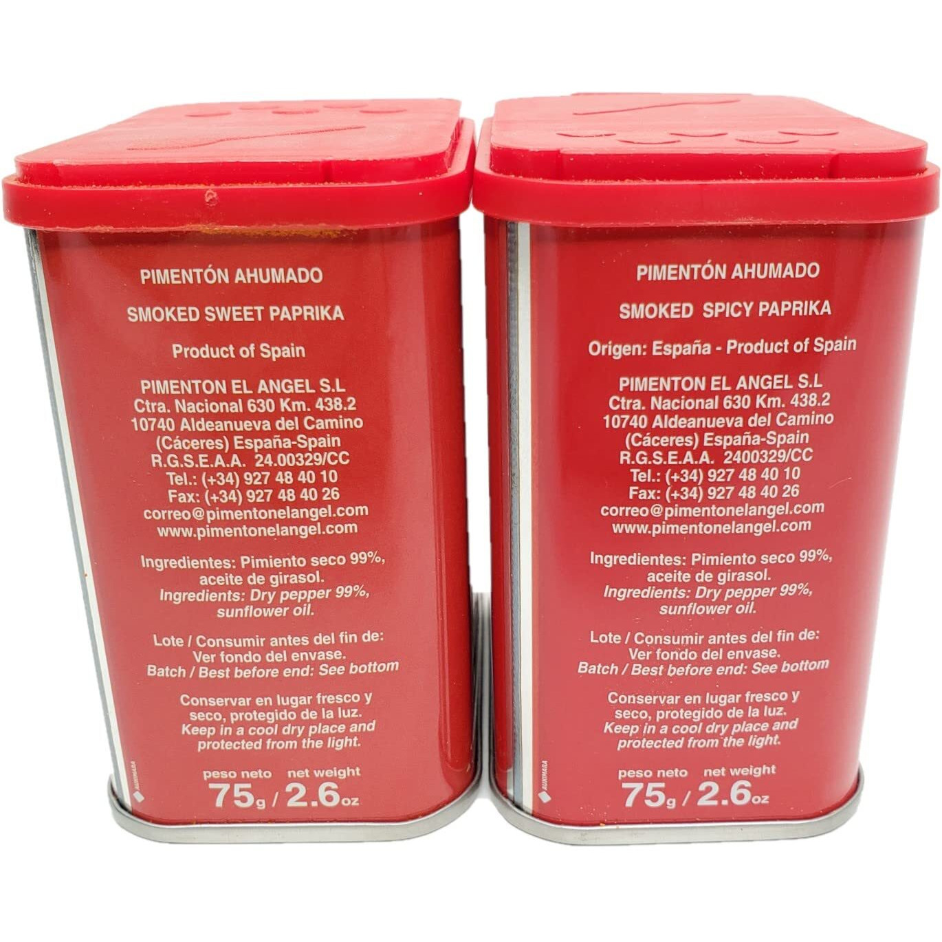 Spanish Smoked Paprika. Hot & Sweet. Set Of 2 Tins. El Angel Brand (Since 1880)