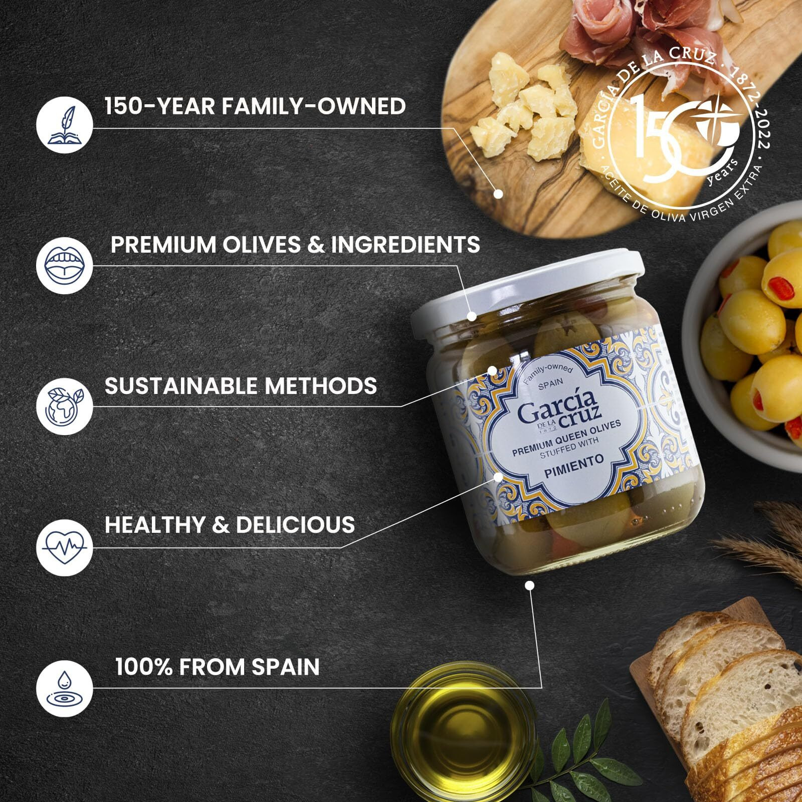 Pimiento Stuffed Olives, Garcia De La Cruz, 14 Oz