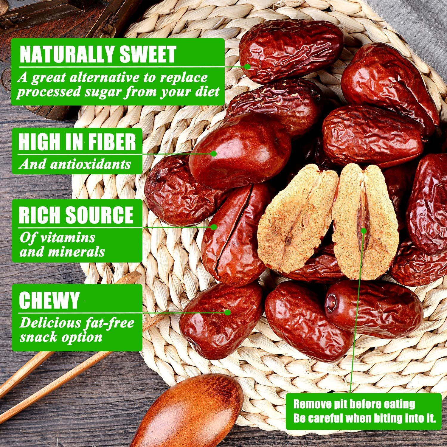 Jujube Date,Chinese Red Jujube Dates,Dried Red Date Jujubes 18 Oz Organic Jujube All-Natural Non-Gmo Red Dates 500G Healthy Dried Fruit