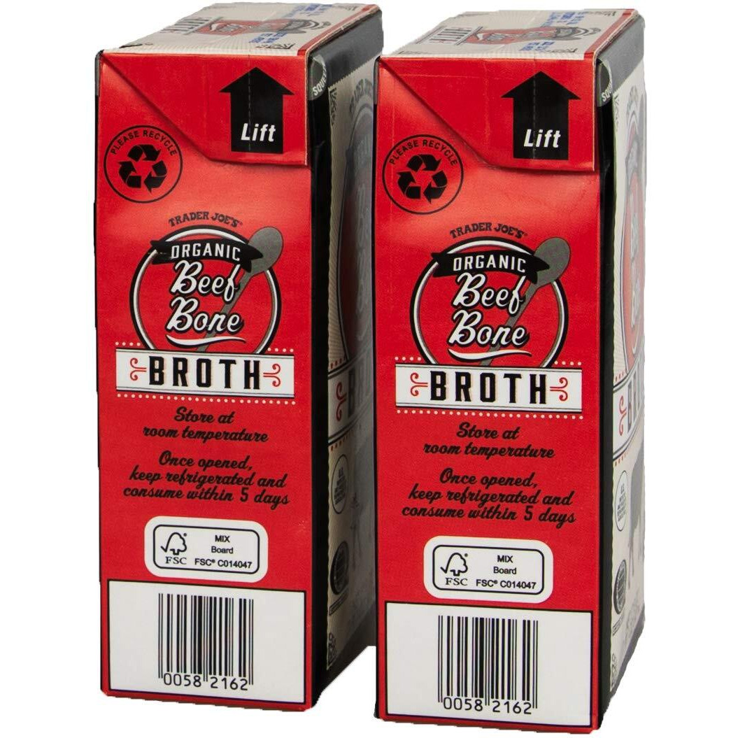 Trader Joes Organic Beef Bone Broth 17Fl Oz 503Ml (Two Boxes)