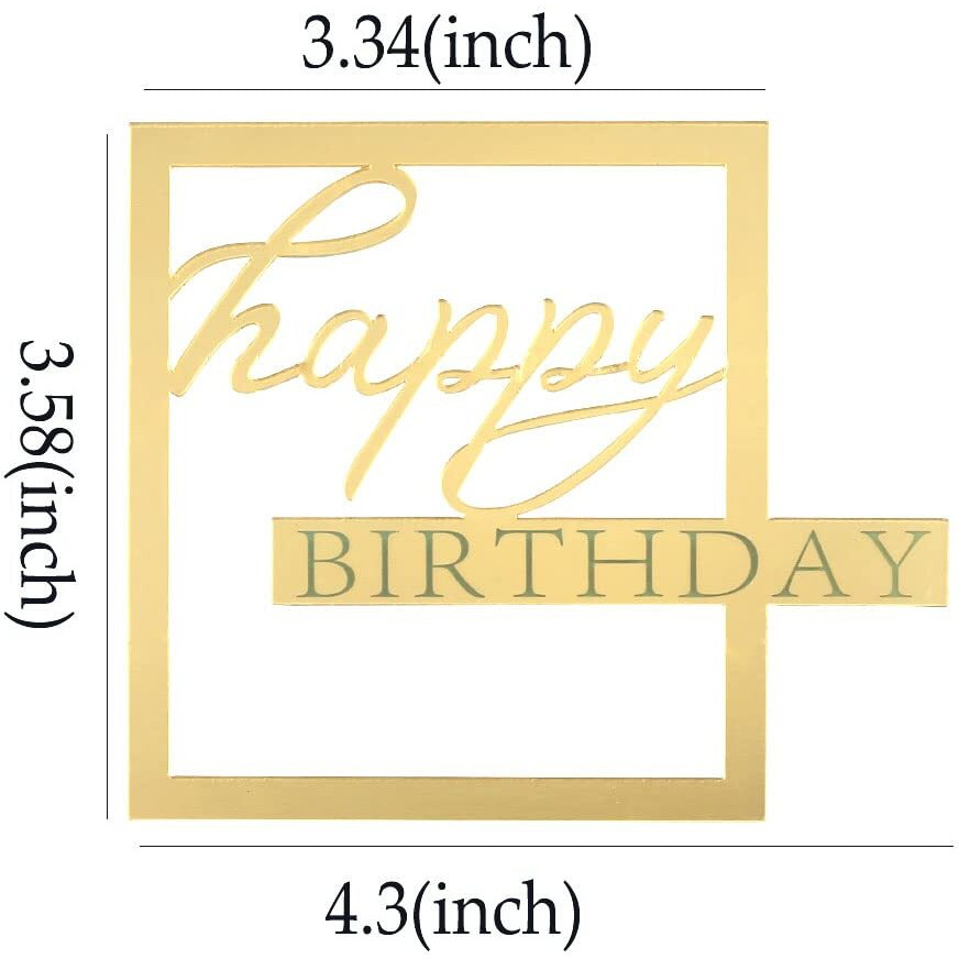 Mirror Acrylic Happy Birthday Cake Toppers Happy Birthday Cupcake Topper Hollow Frame Side Cake Topper Cake Decorations Cake Inserts Cake Decor Happy Birthday Decorations Cake Decorating Supplies,3Pcs