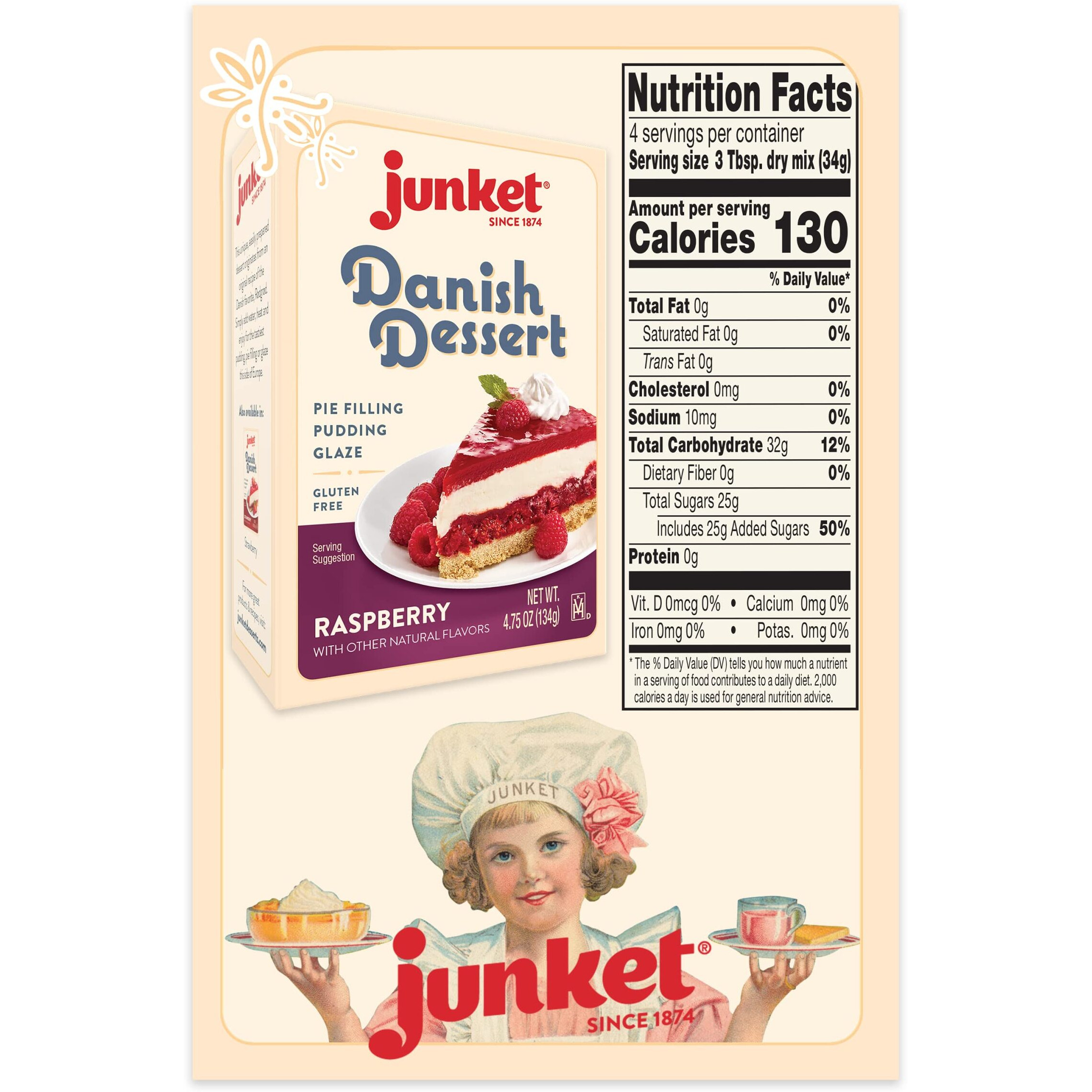 Junket Danish Dessert Raspberry, 4.75 Ounce (Pack Of 1) Pie Filling, Puddings And Glazes