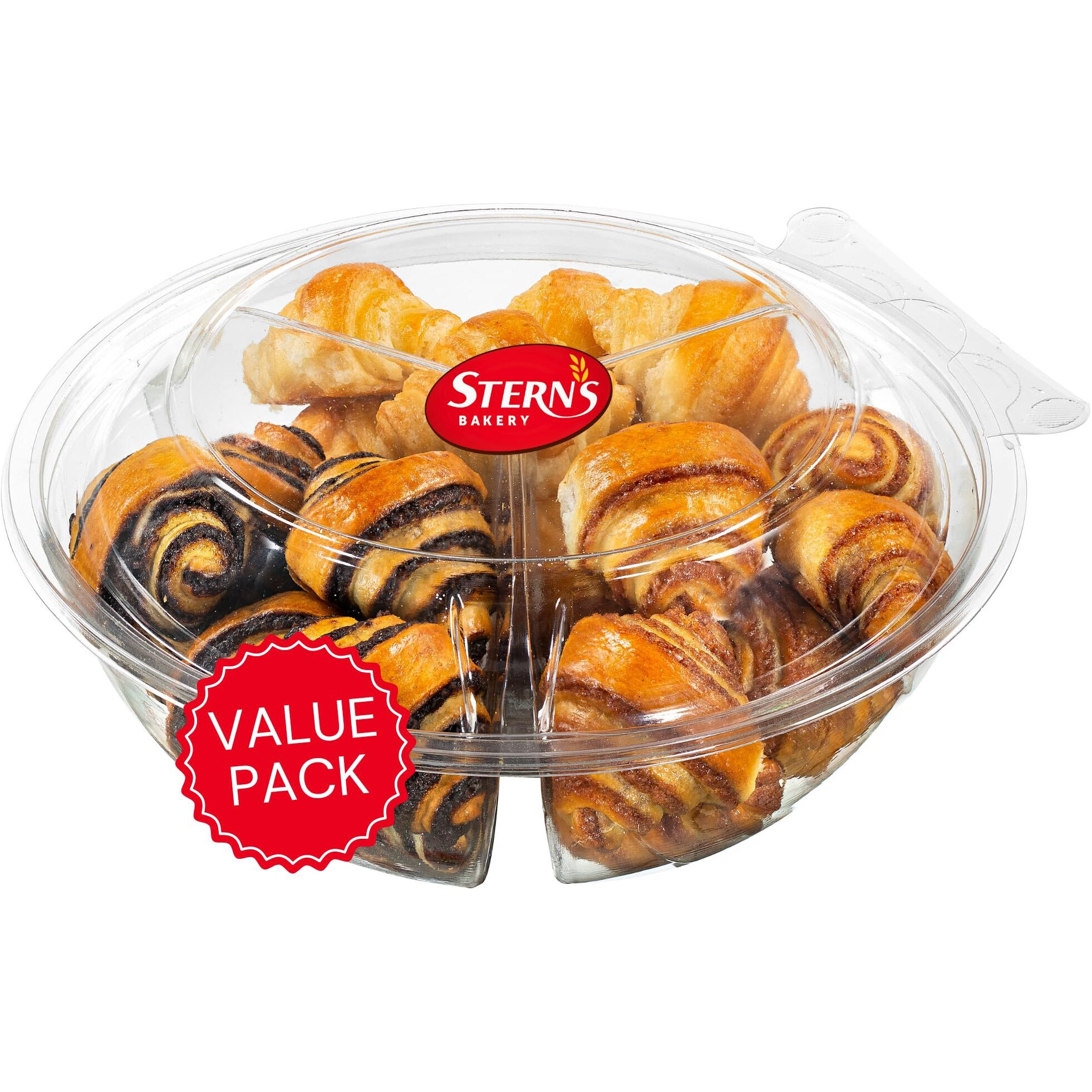 Bakery Fresh Croissants | Traditional Rugelach Pastries In Chocolate Cinnamon Roll & Vanilla Flavor | Approx 18 Rugelach Included | Sympathy Gift Basket | Kosher & Nut Free | 21 Oz Sterns Bakery