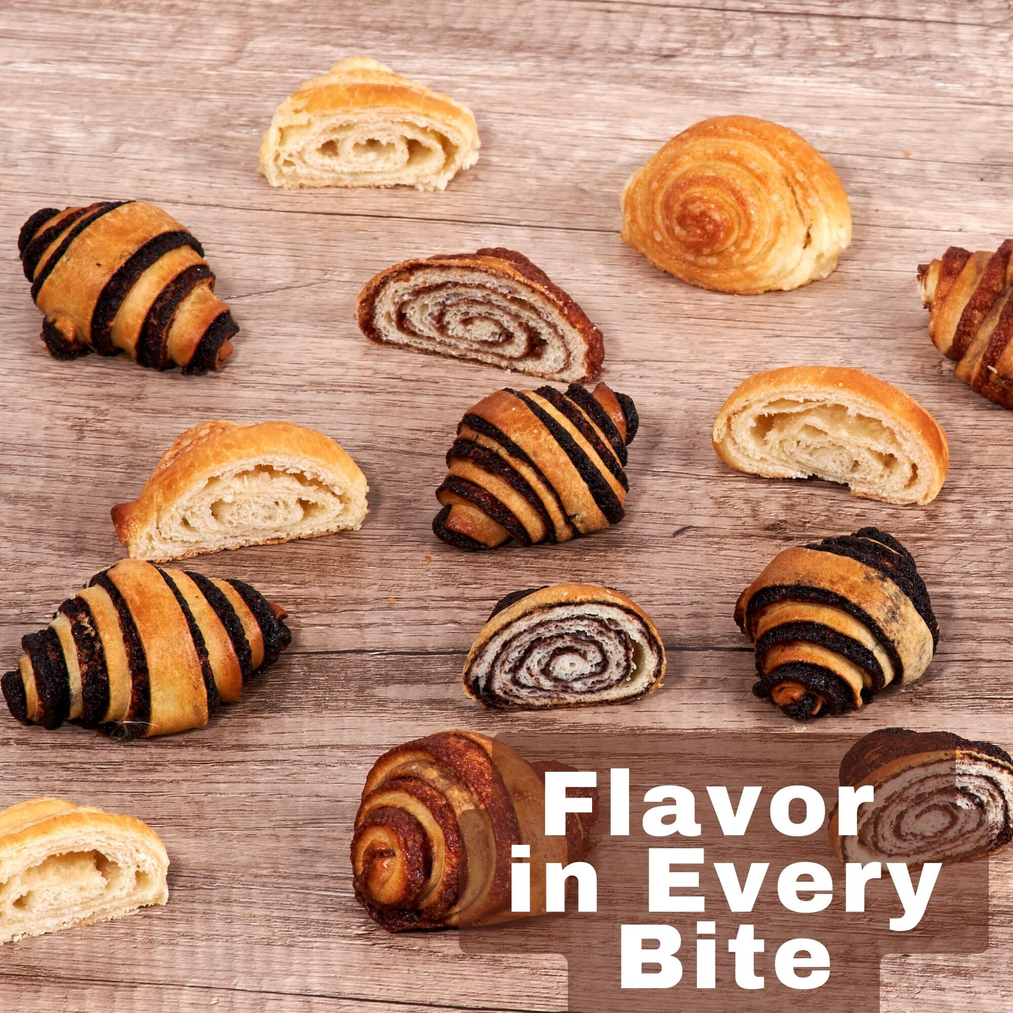 Bakery Fresh Croissants | Traditional Rugelach Pastries In Chocolate Cinnamon Roll & Vanilla Flavor | Approx 18 Rugelach Included | Sympathy Gift Basket | Kosher & Nut Free | 21 Oz Sterns Bakery
