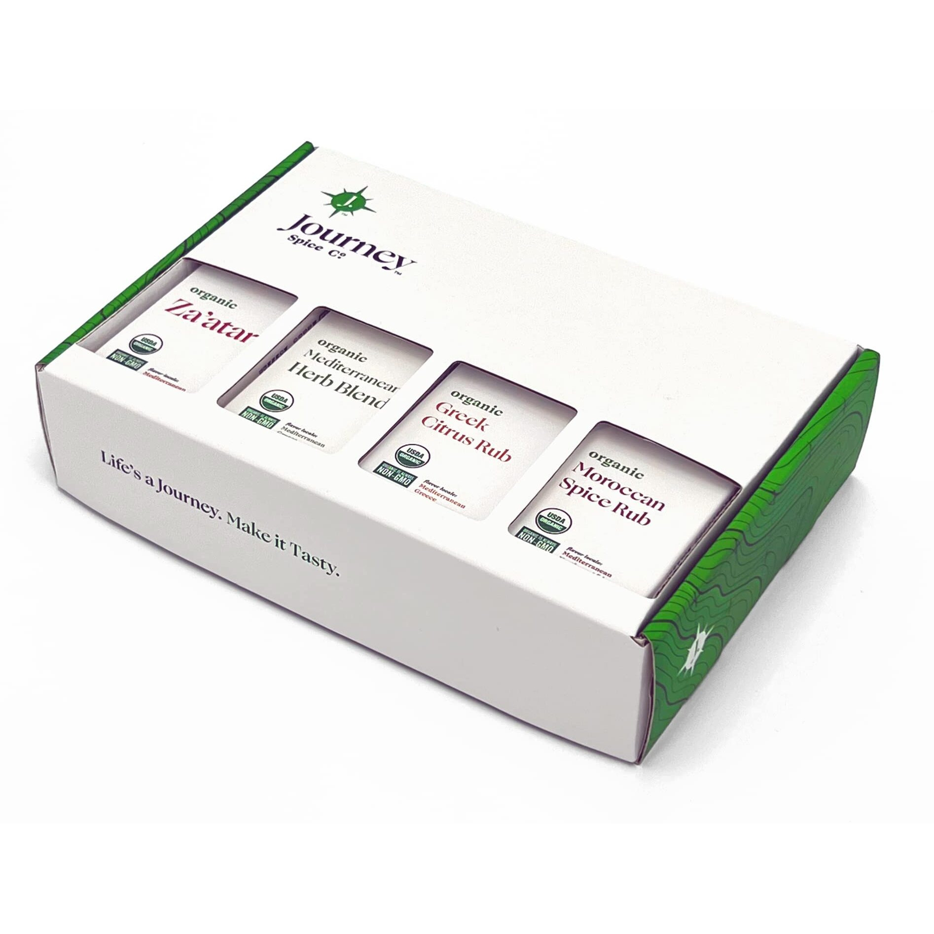 Organic Gourmet Mediterranean Spice And Seasoning Gift Set By Journey Spice Co. | Salt-Free | Greek Seasoning | Meat & Vegetable Seasoning | Non-Gmo