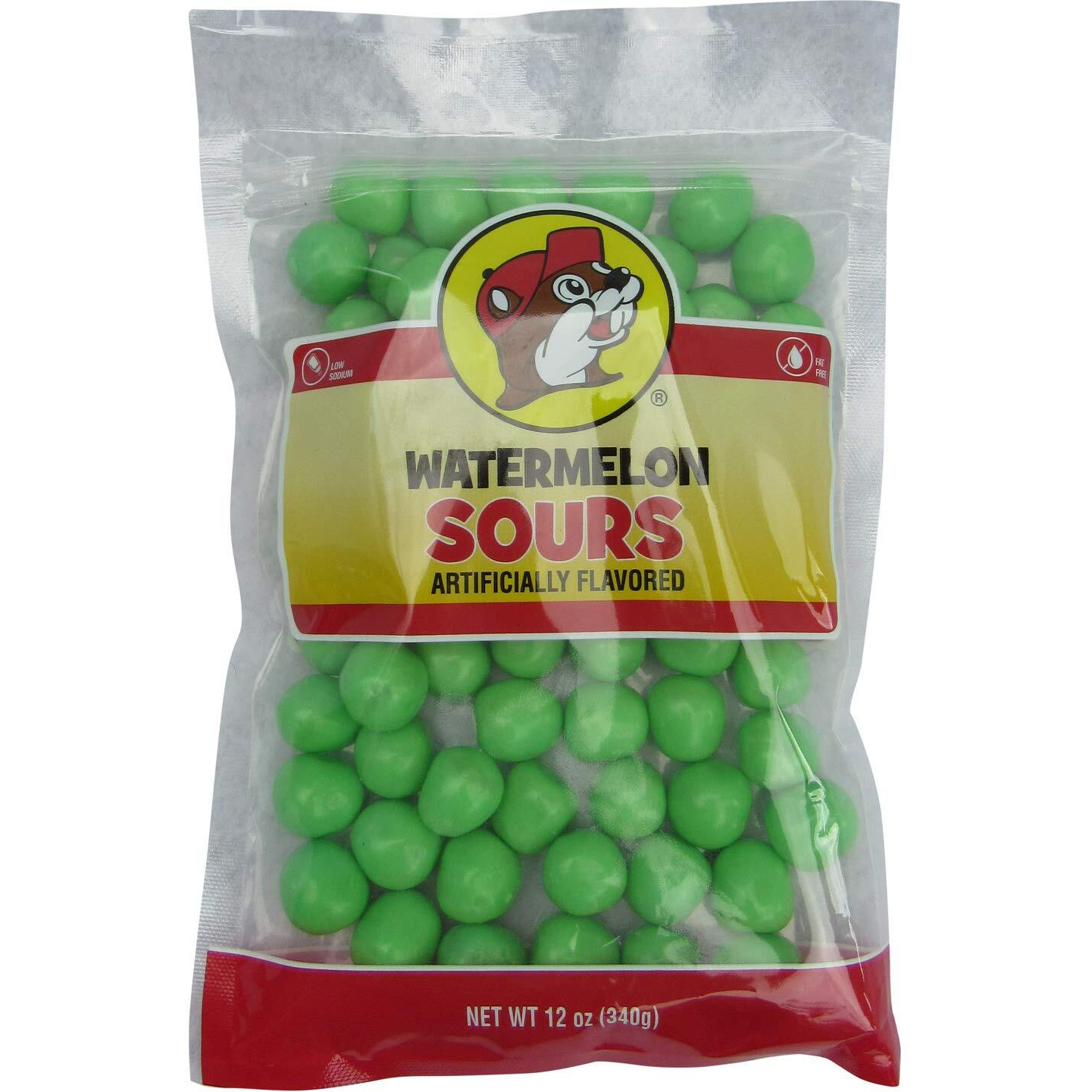 Buc-Ee's Watermelon Sours Candy In A Resealable Bag, Fat Free, 12 Ounces