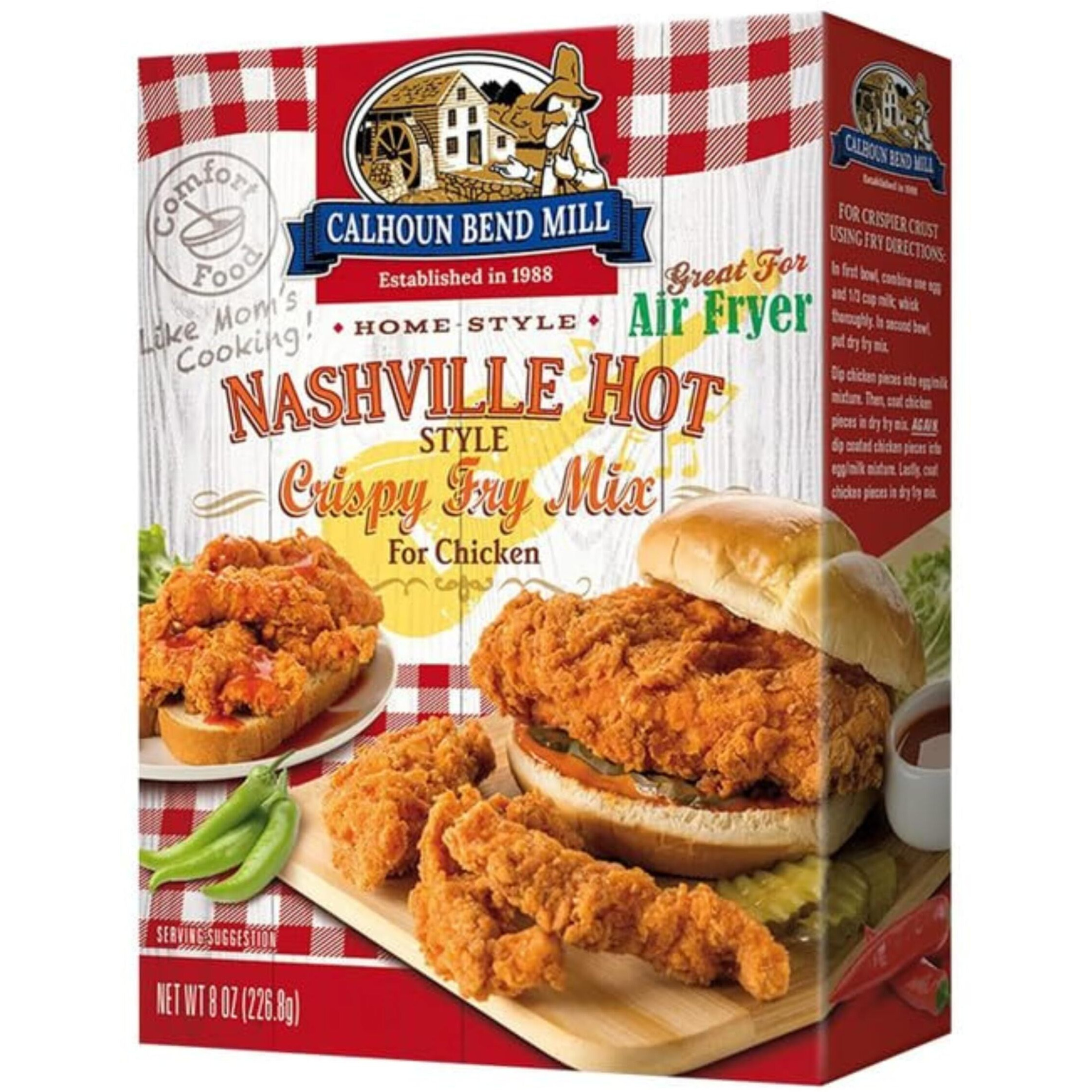 Calhoun Bend Mill Nashville Hot Style Crispy Fry Mix | Spicy Southern Seasoning For Perfect Hot Chicken Tenders & Sandwiches Easy Prep Fiery Flavor Ideal For Air Fryer Or Deep Fryer - 8 Oz