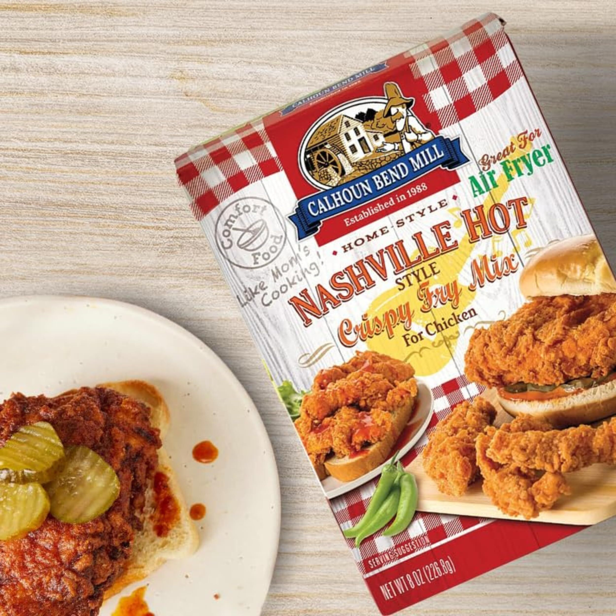 Calhoun Bend Mill Nashville Hot Style Crispy Fry Mix | Spicy Southern Seasoning For Perfect Hot Chicken Tenders & Sandwiches Easy Prep Fiery Flavor Ideal For Air Fryer Or Deep Fryer - 8 Oz