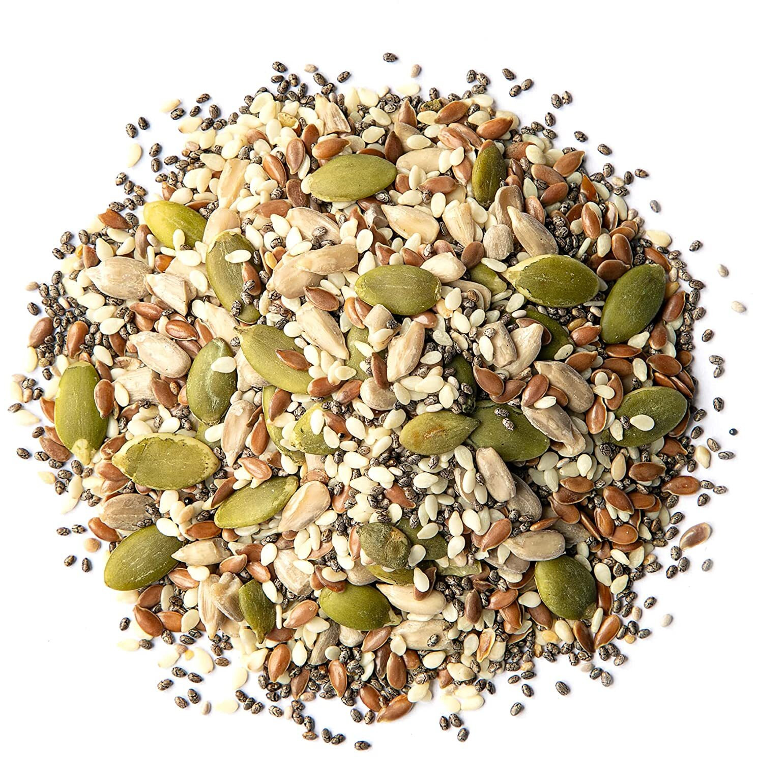 Food To Live Organic Super 5 Seeds Mix, 12 Ounces - A Non-Gmo Blend Of Flax Seeds, Sesame Seeds, Sunflower Kernels, Pumpkin Kernels, And Chia Seeds, Vegan, Kosher, Bulk. Great For Smoothies & Salads