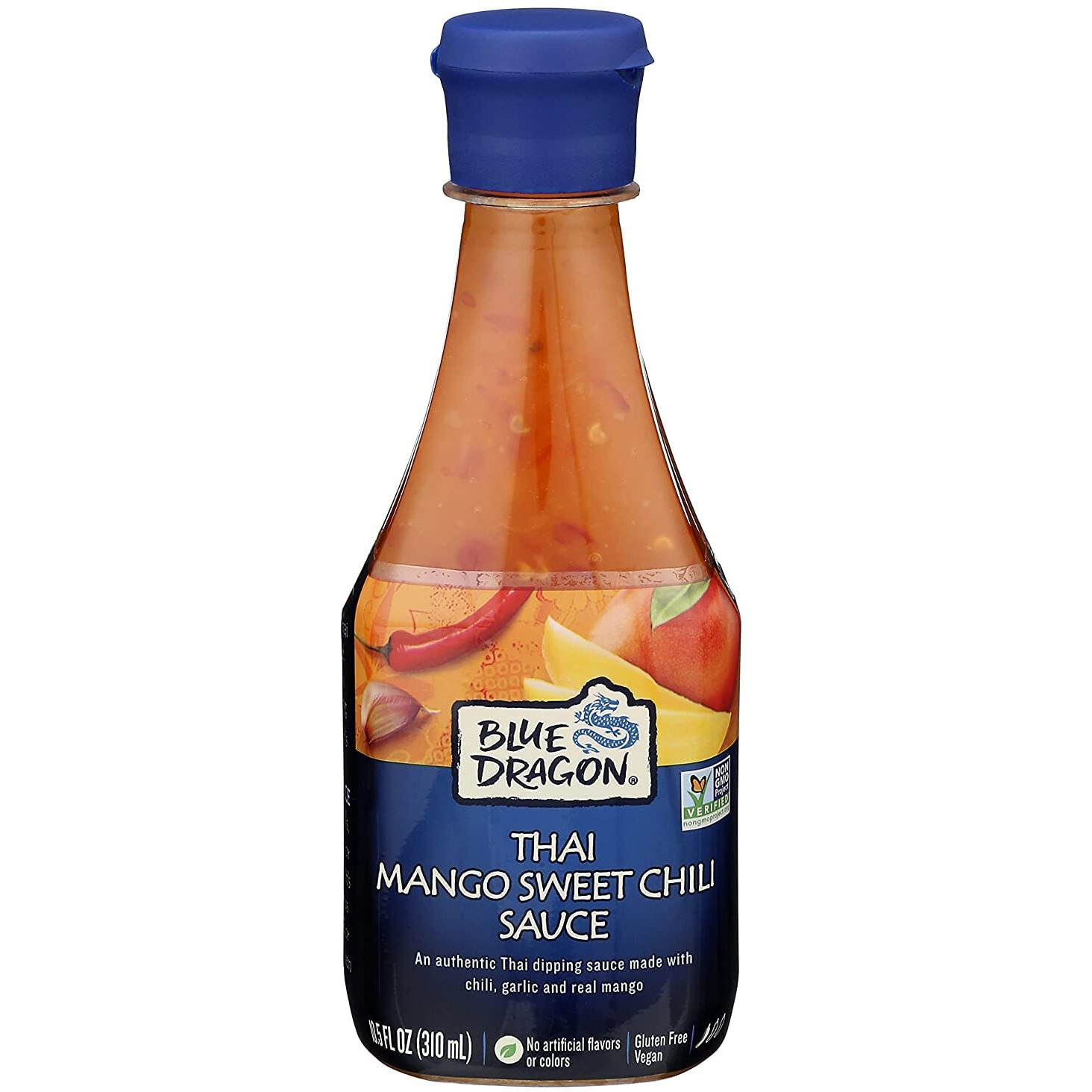 Blue Dragon Thai Mango Sweet Chili Sauce, 10.5 Oz (Pack Of 6), Dipping Sauce, Marinade, Squeezy Bottle, Gluten Free, Vegan