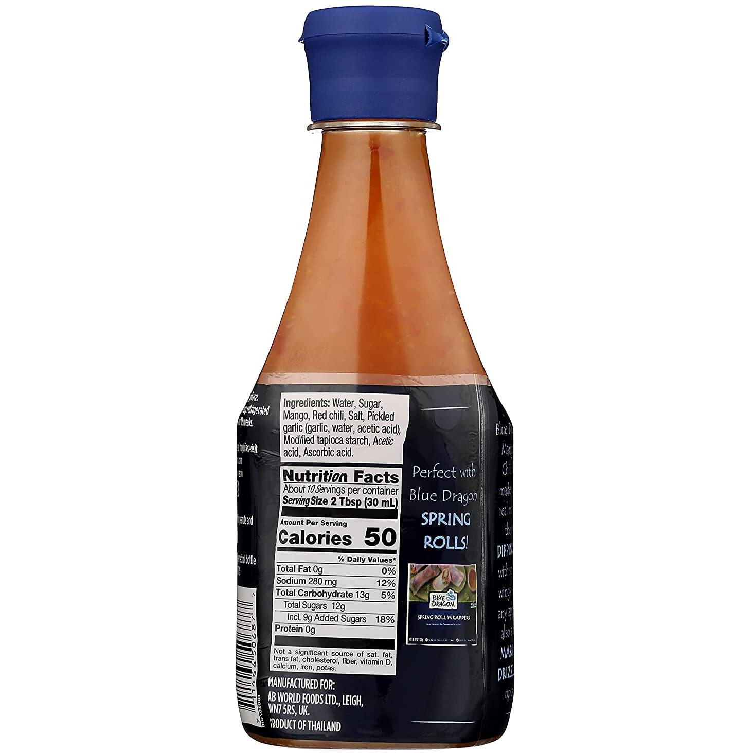 Blue Dragon Thai Mango Sweet Chili Sauce, 10.5 Oz (Pack Of 6), Dipping Sauce, Marinade, Squeezy Bottle, Gluten Free, Vegan