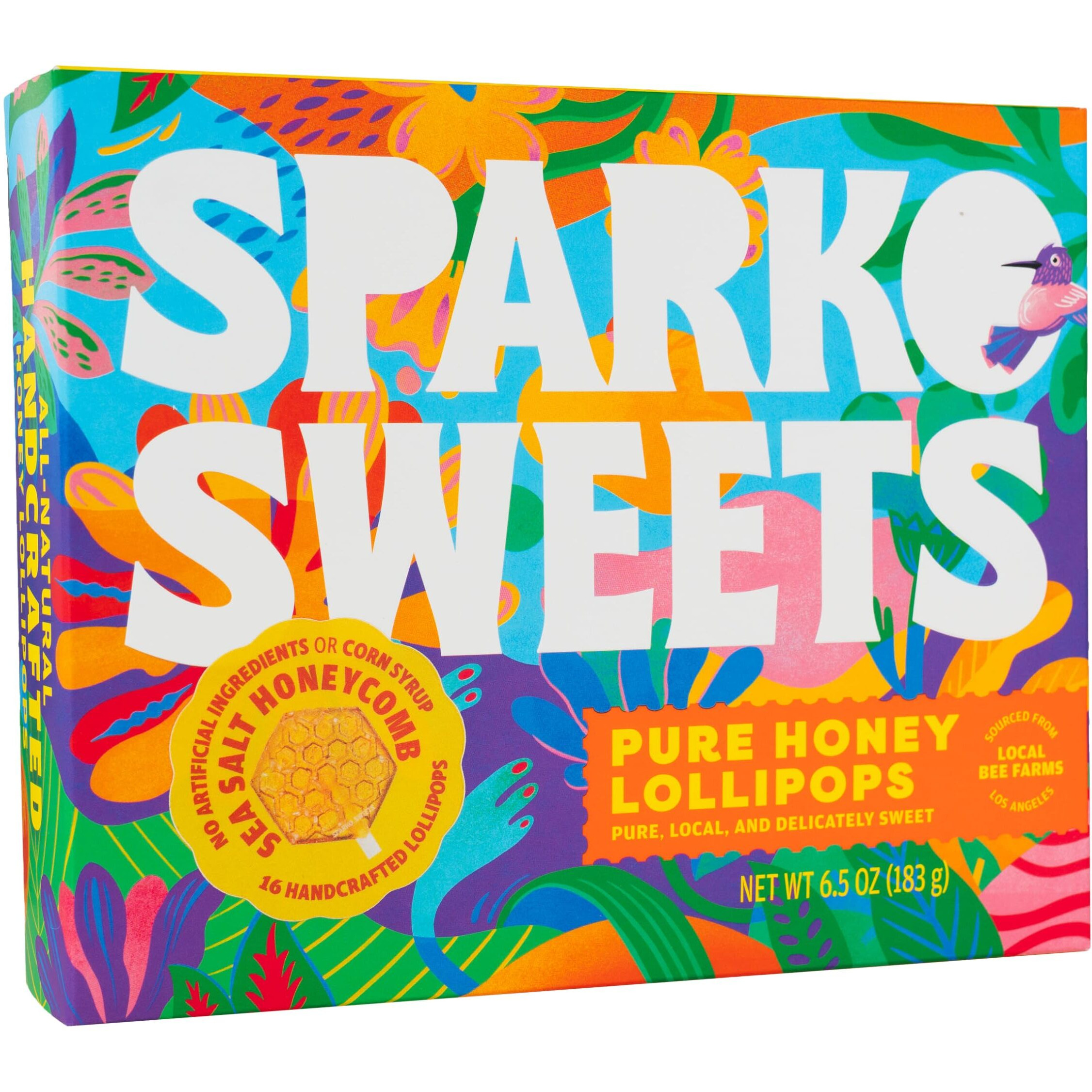 Sparko Sweets Sea Salt Honeycomb Lollipops, Made In Usa, No Artificial Ingredients, No Corn Syrup, 16 Pieces, 1.3-Inch Diameter, 1.5 Lbs, Gold - Ideal For Tea Stirrers, Sore Throat Remedy, And Gifts