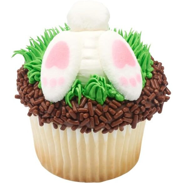 Easter Bunny Tail & Feet Edible Sugar Cake Toppers, 24 Count (16 Feet And 8 Tails)