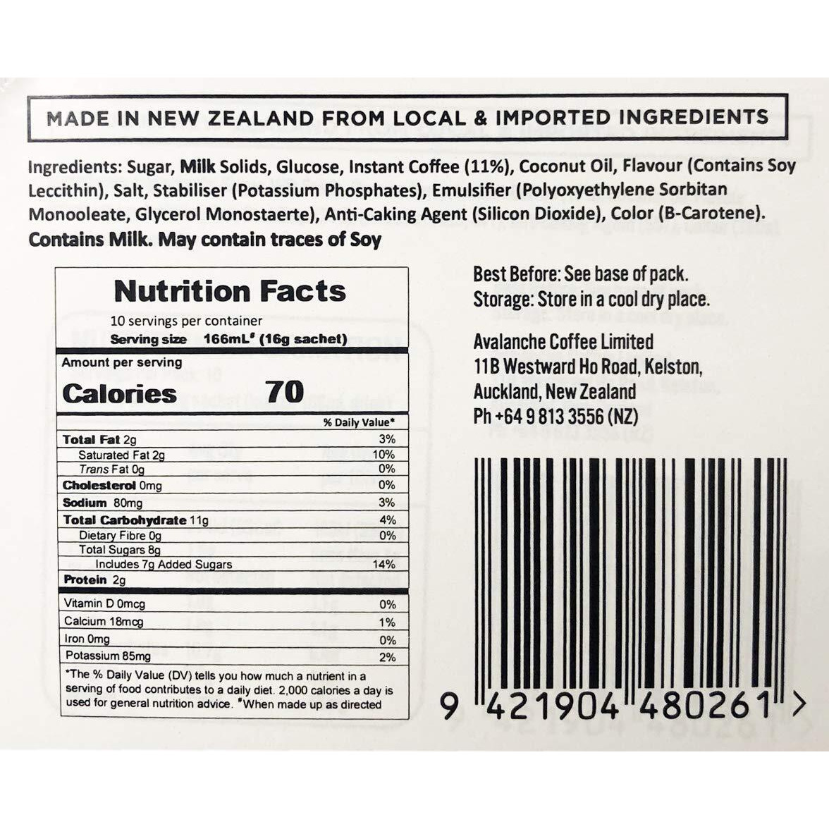 Avalanche Cafe Style Sweet Coffee Box, 10 Sticks (Irish Cream)